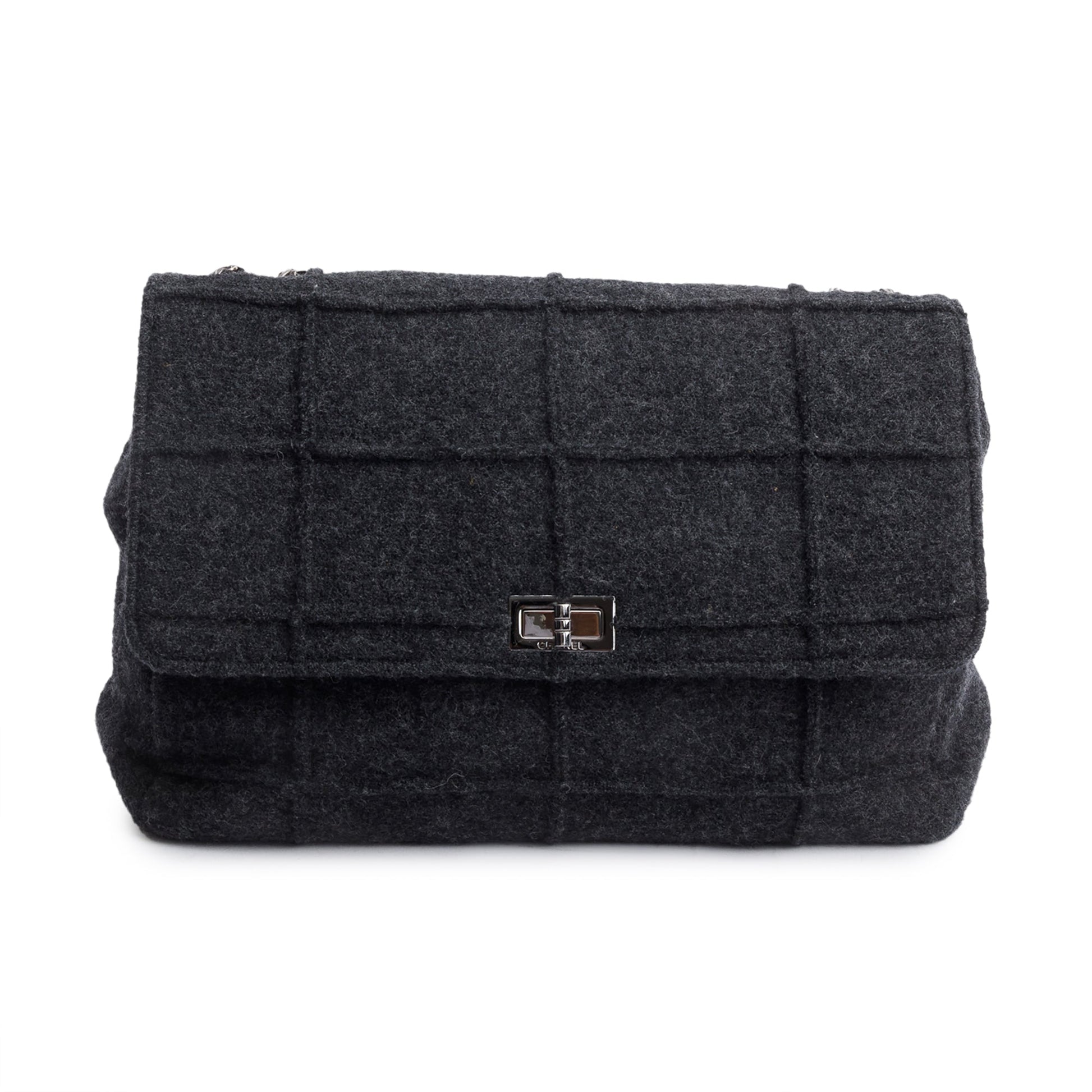 Chanel Wool Identification Reissue Flap Grey Travel Bag
