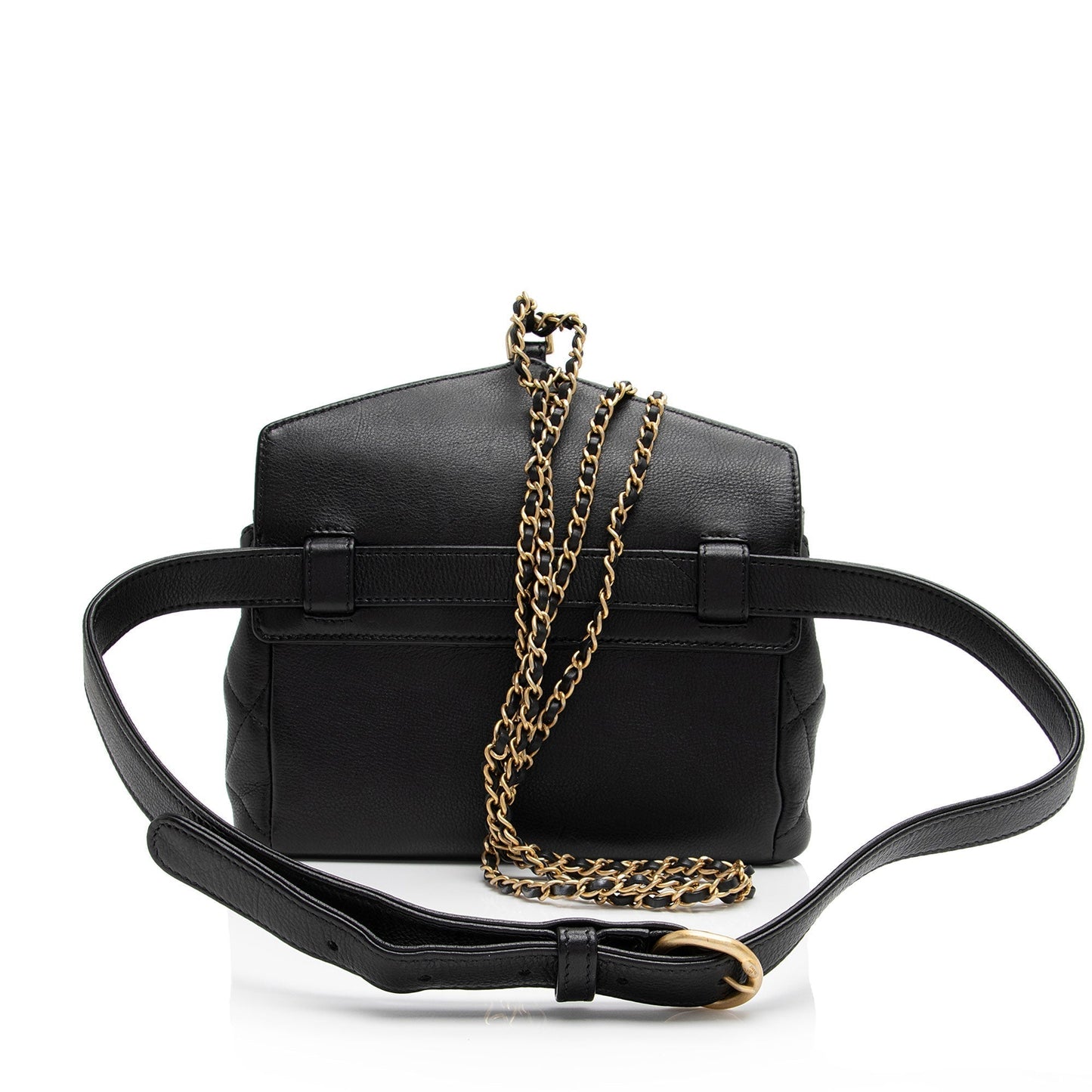 Chanel¬†Calfskin Quilted Carry With Chic Flap Waist Bag (SHF-zM1SNQ)