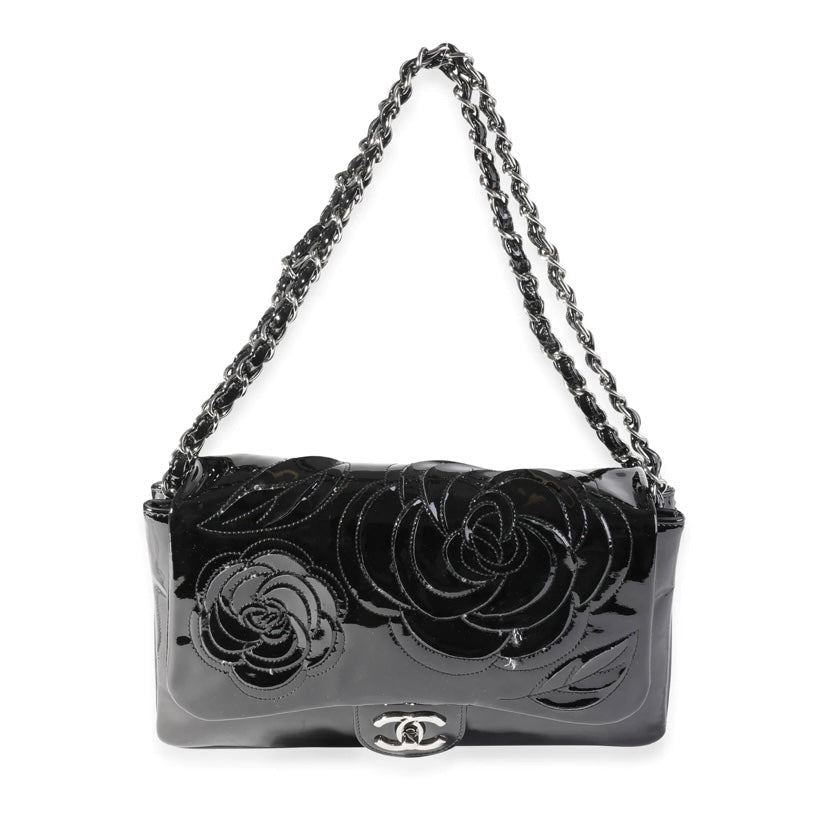 Chanel PATENT CAMELLIA FLOWER Leather Handbag