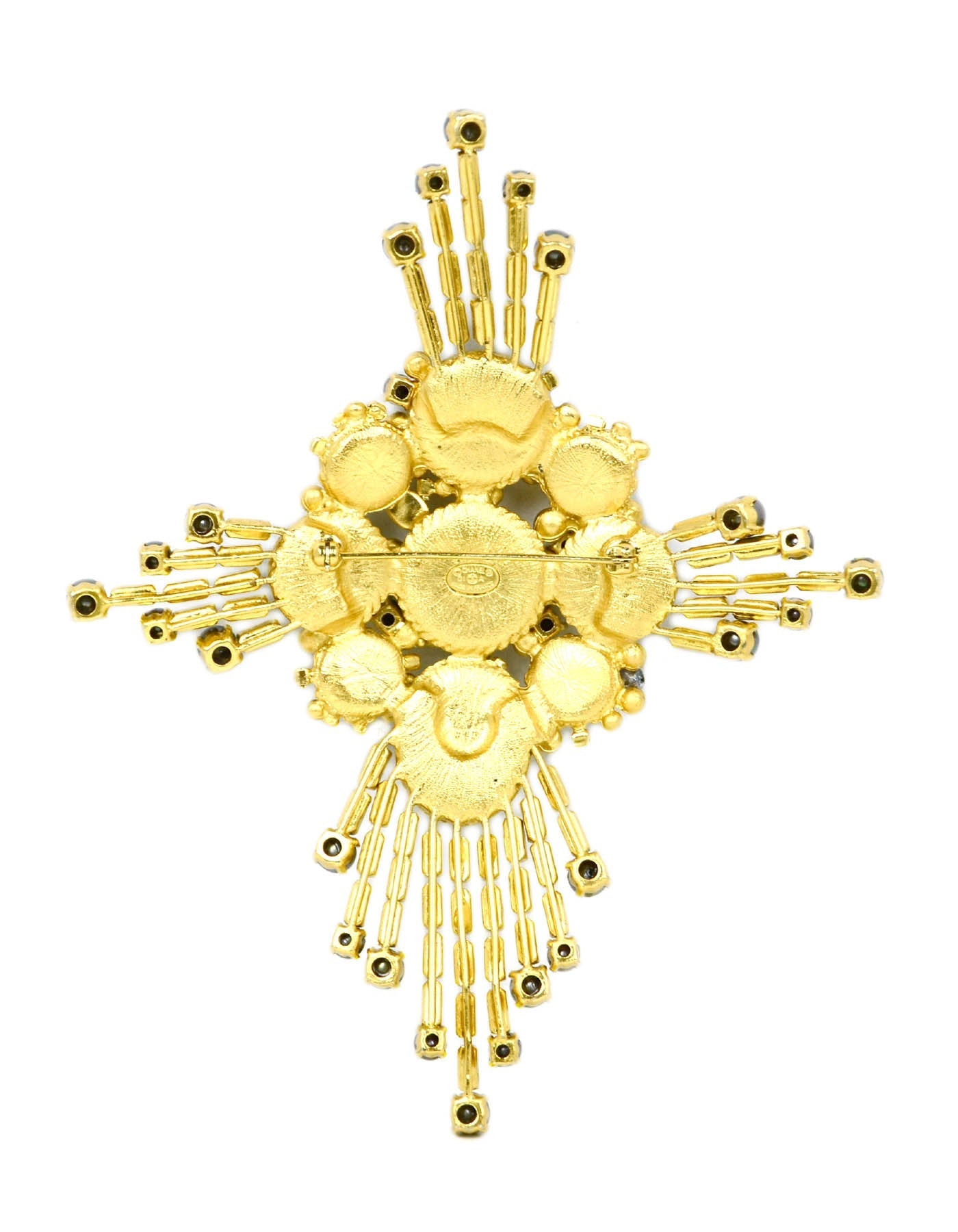 Chanel Crystal,faux Pearl & Resin Large CC Cross Brooch