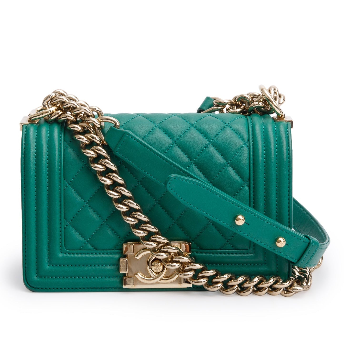 Chanel Quilted Boy Leather Lambskin Green Travel Bag Boy Bag