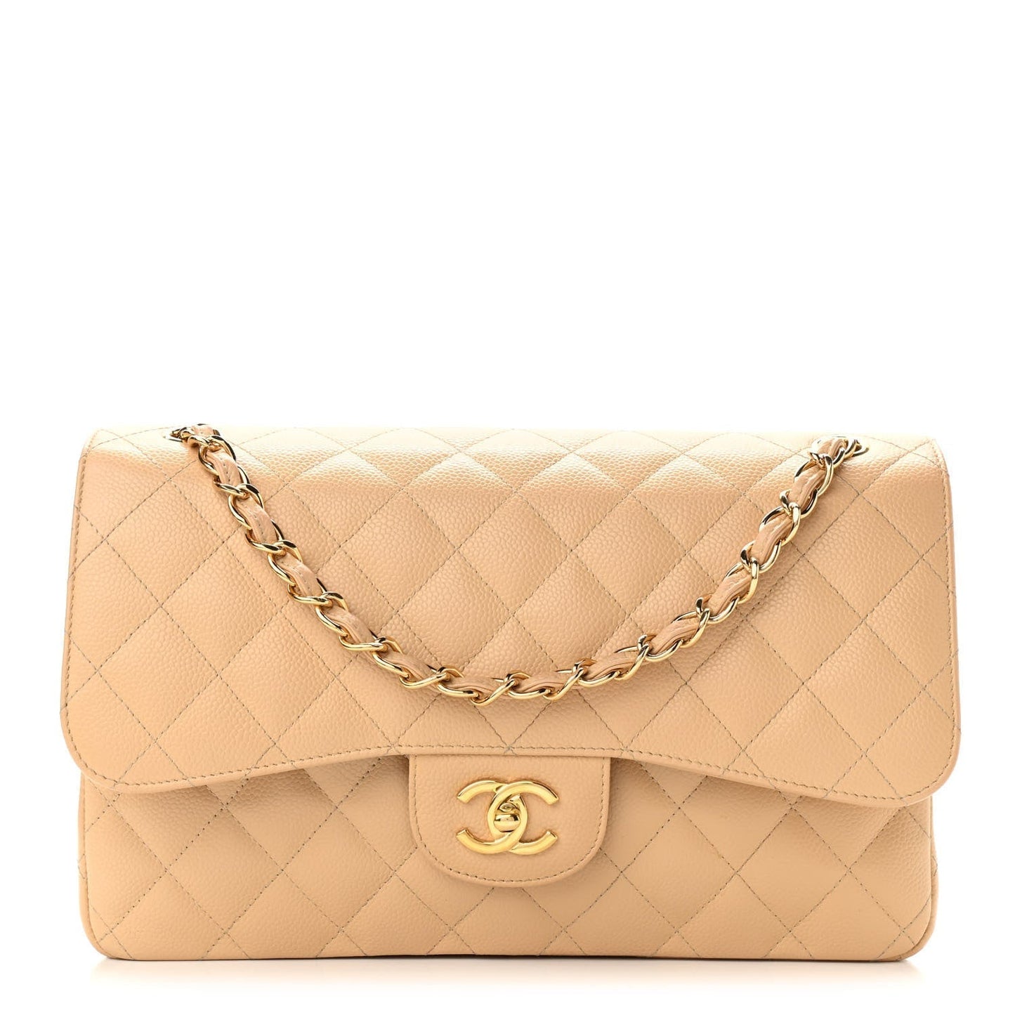 Chanel JUMBO QUILTED CAVIAR DOUBLE FLAP Leather Shoulder Bag