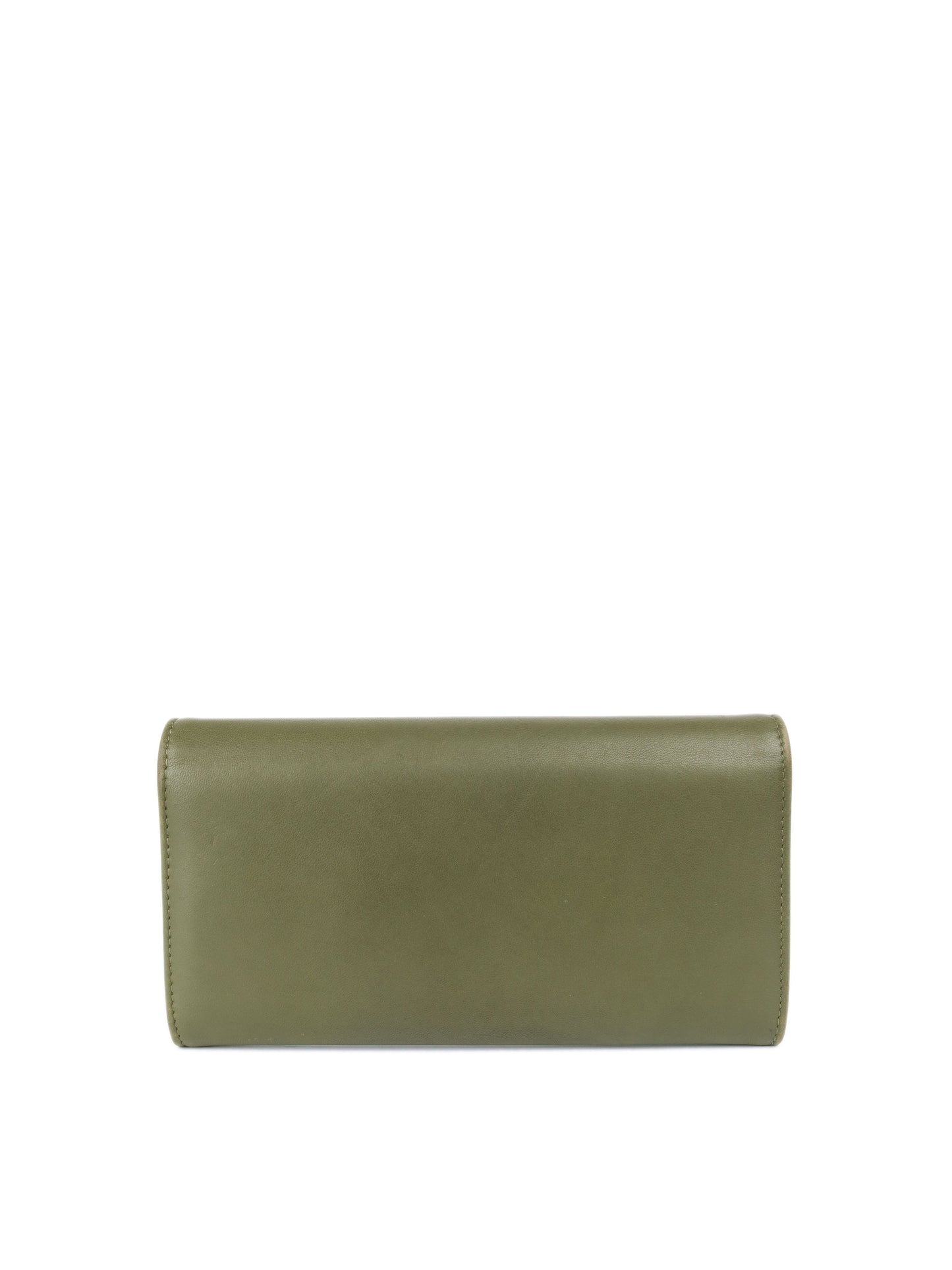 Chanel Olive Green CC Long Leather Wallet