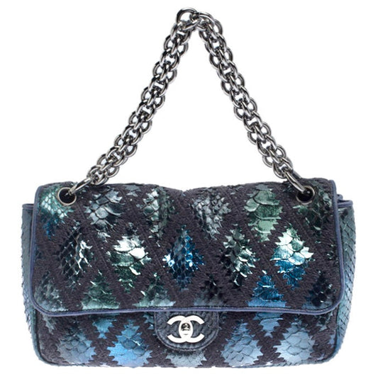 Chanel PYTHON CROCHET JUMBO FLAP -HS Shoulder Bag