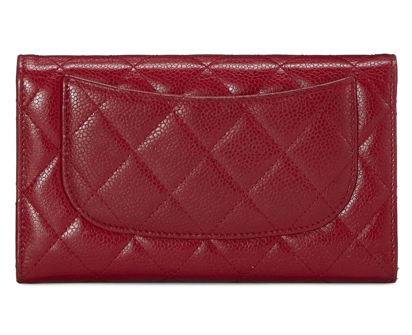 CHANEL CAVIAR QUILTED RED FLAP TRIFOLD WALLET
