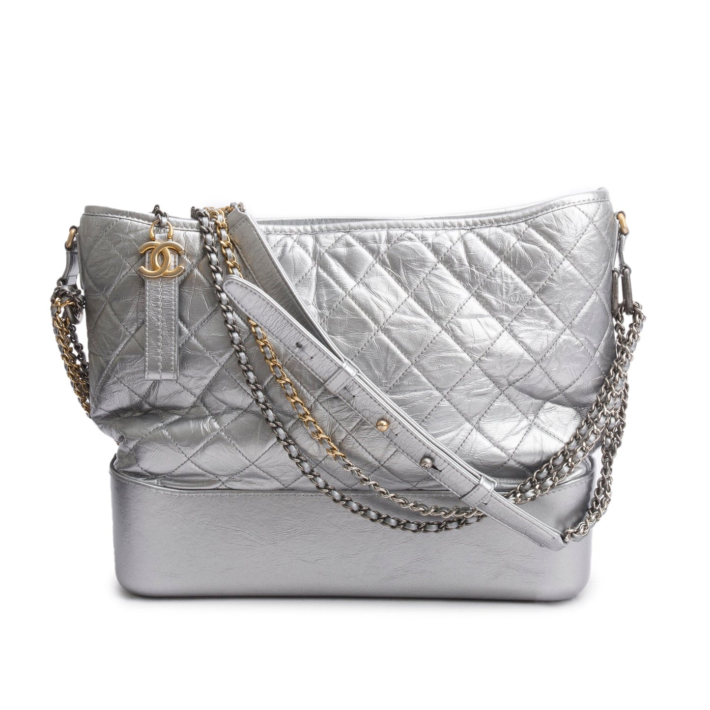 Louis Vuitton Chanel dium Gabrielle Hobo Calfskin Silver Travel Bag