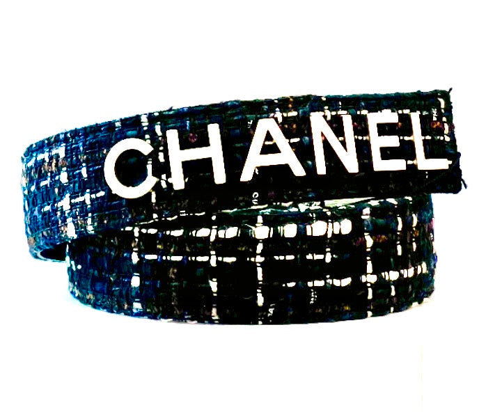 Chanel Tweed Navy Blue Belt Bag
