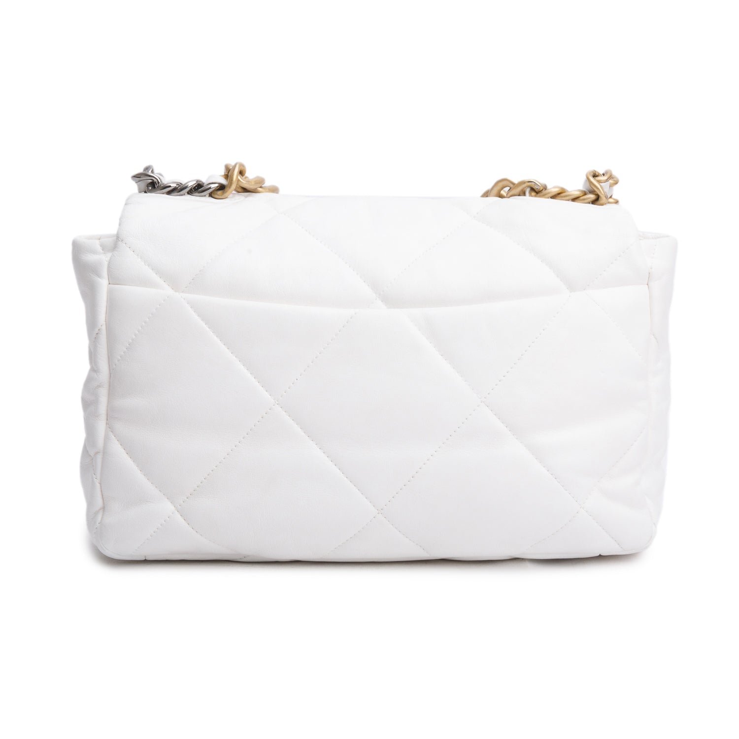 Chanel Quilted 19 Flap Lambskin White Travel Bag