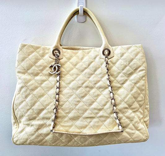 Chanel QUILTED CAVIAR SHOPPING Tote Bag