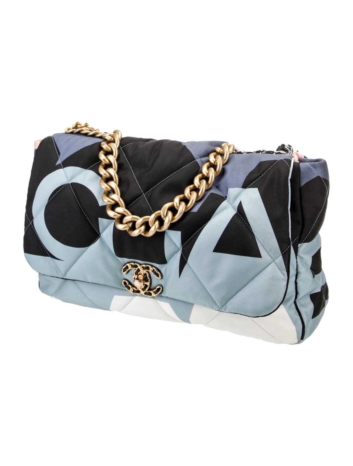 Chanel CC QUILTED PRINTED SILK MAXI 19 Shoulder Bag