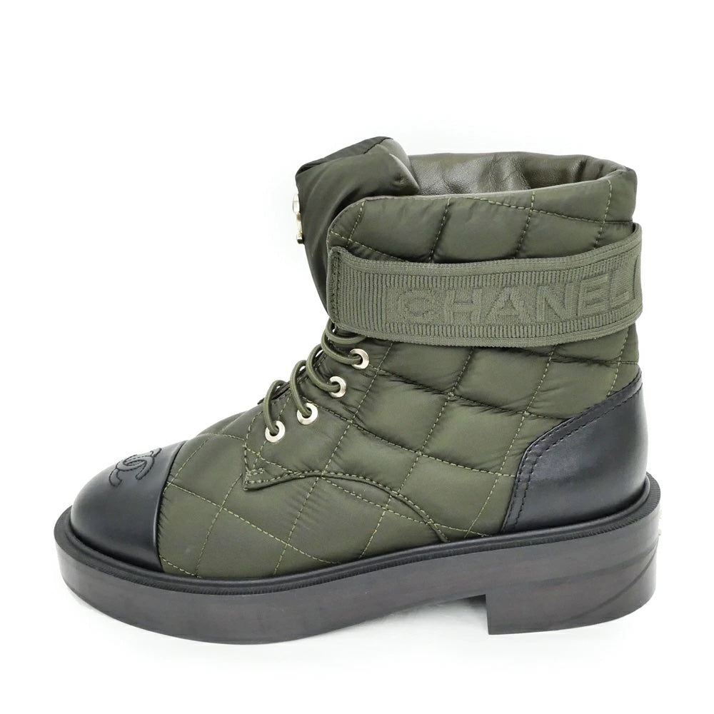 CHANEL OLIVE AND BLACK BOOTIES