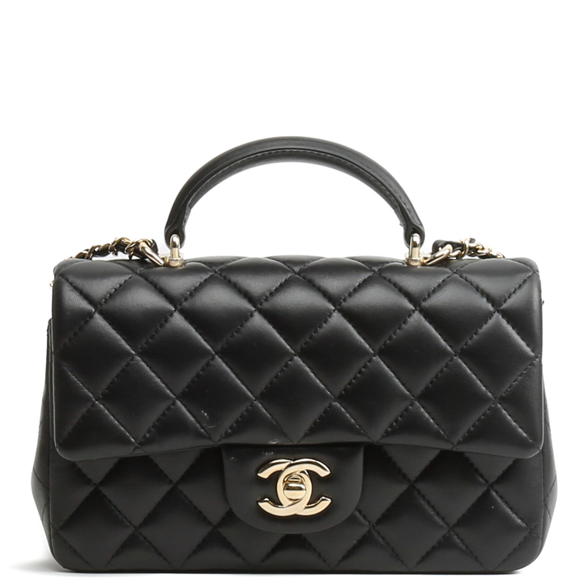 CHANEL Rectangular Mini Top Handle Flap Bag - Black