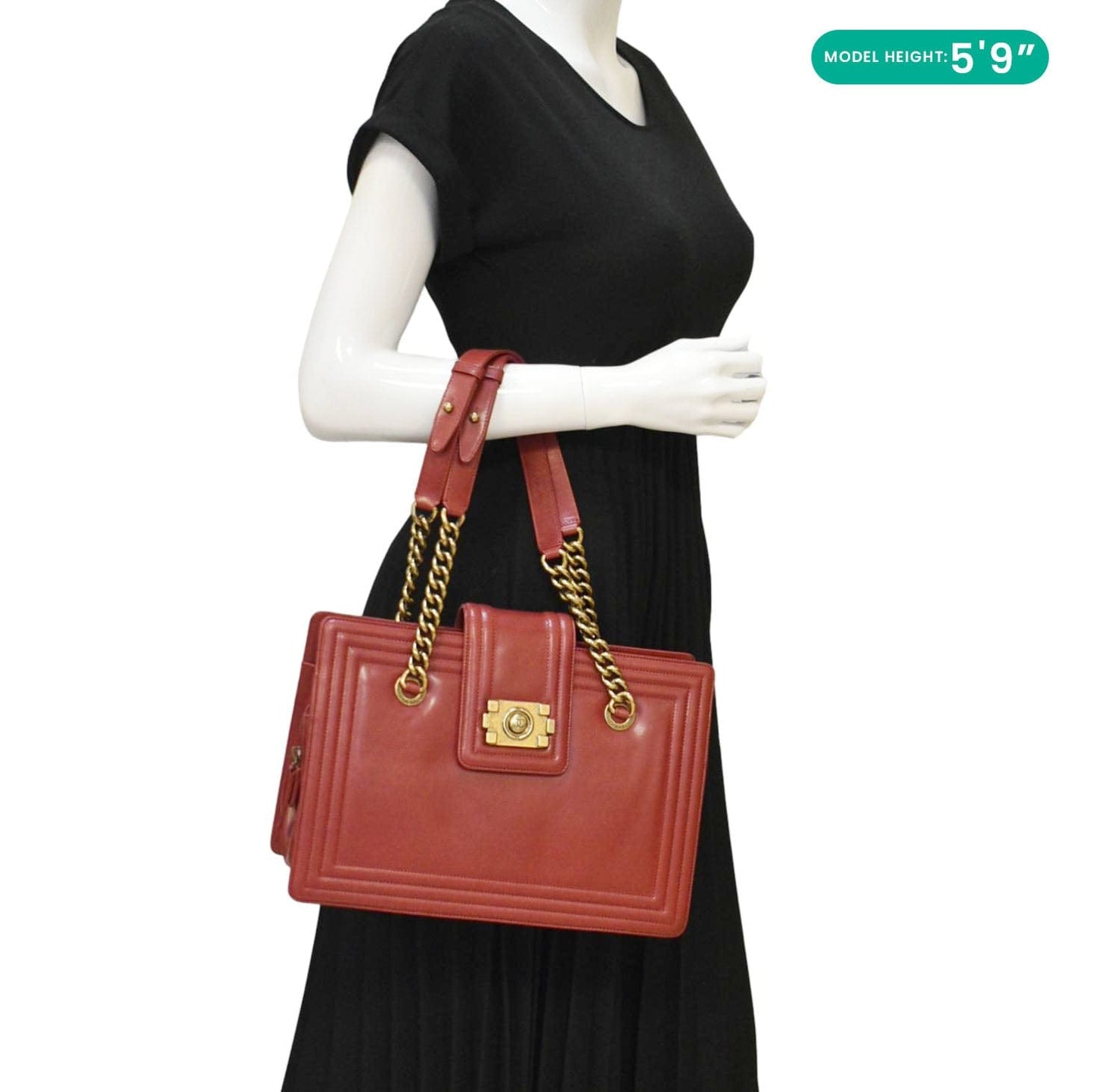 Chanel Jetsetter Boy Leather Red Travel Bag
