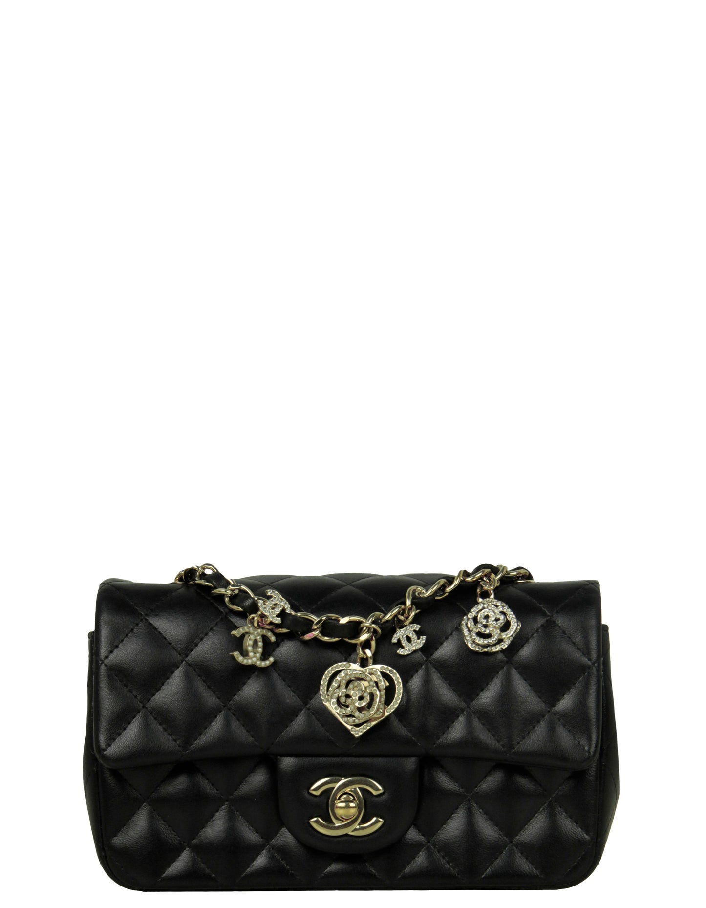 Chanel Black Valentine Charms Mini Rectangular Flap