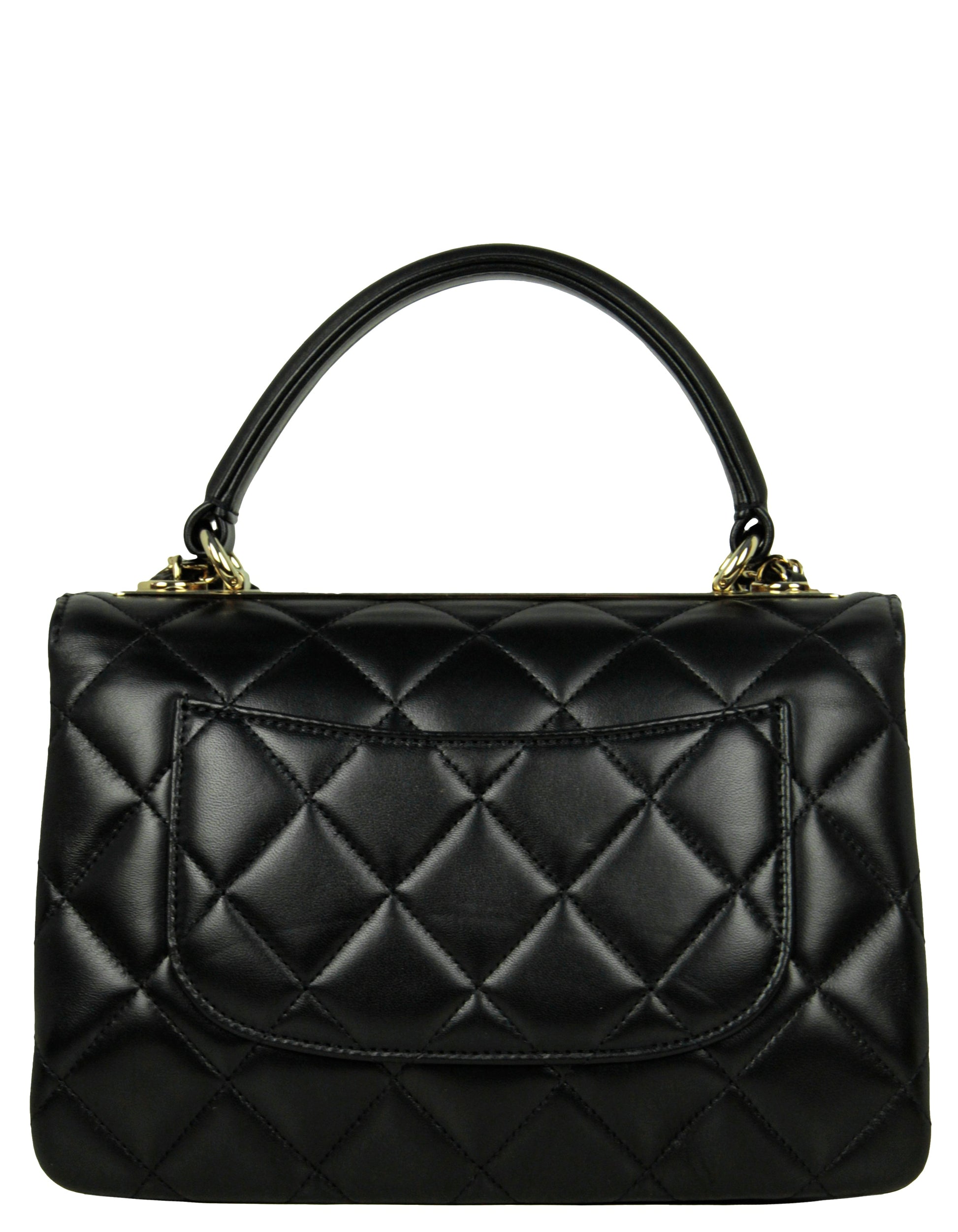 Chanel Black Lambskin Quilted Small Trendy Cc Dual Handle Flap Bag
