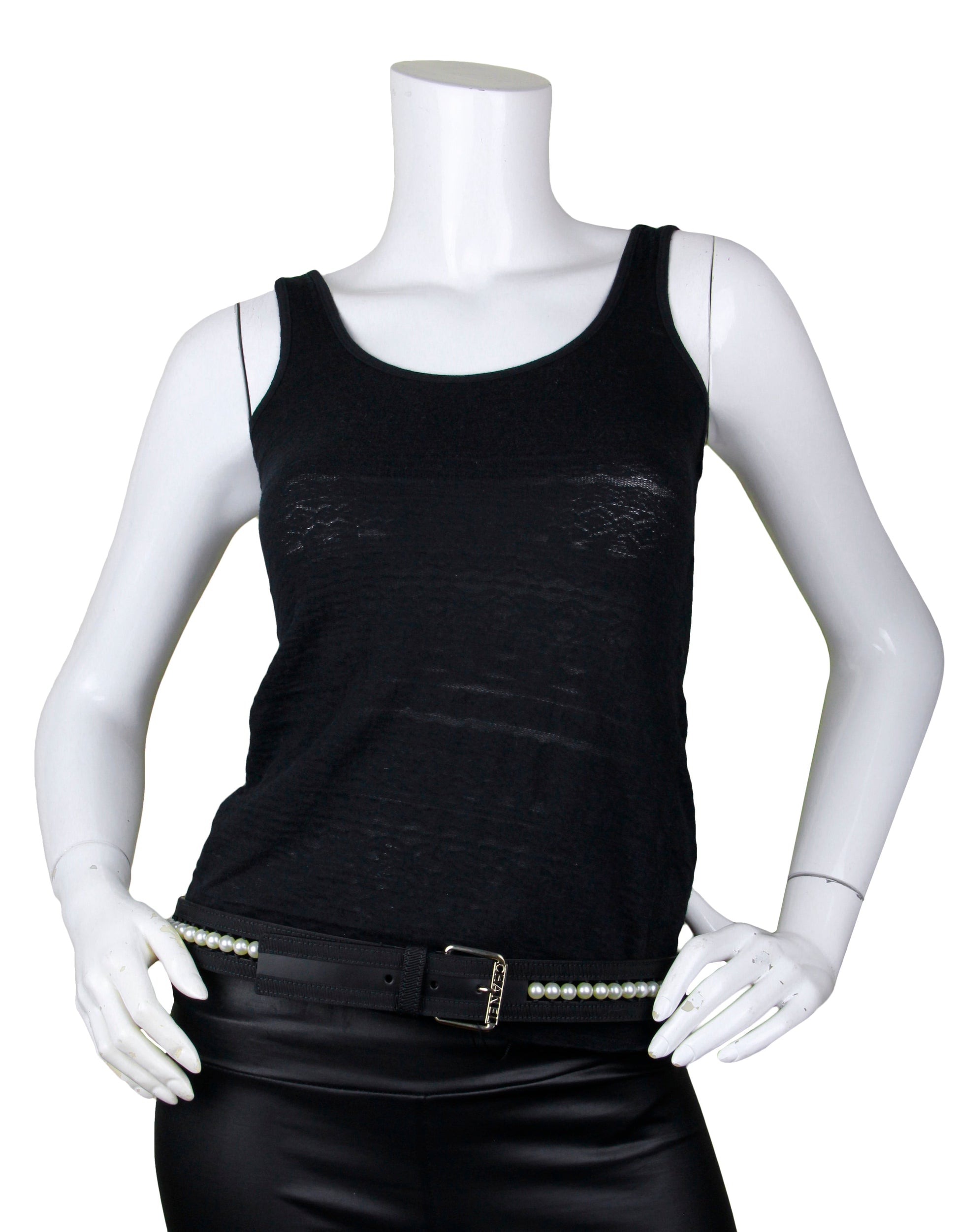 Chanel Nwt Black Leather & Grosgrain Pearl Belt Sz 90 Bag