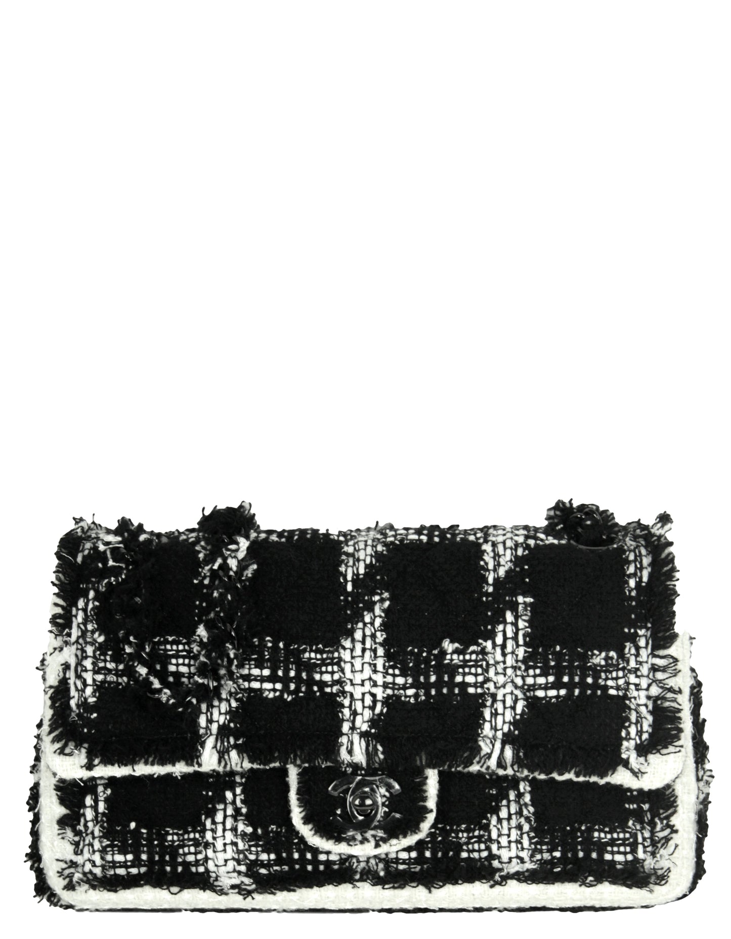 Chanel 2020 Black/White Tweed Medium Classic Double Flap Bag