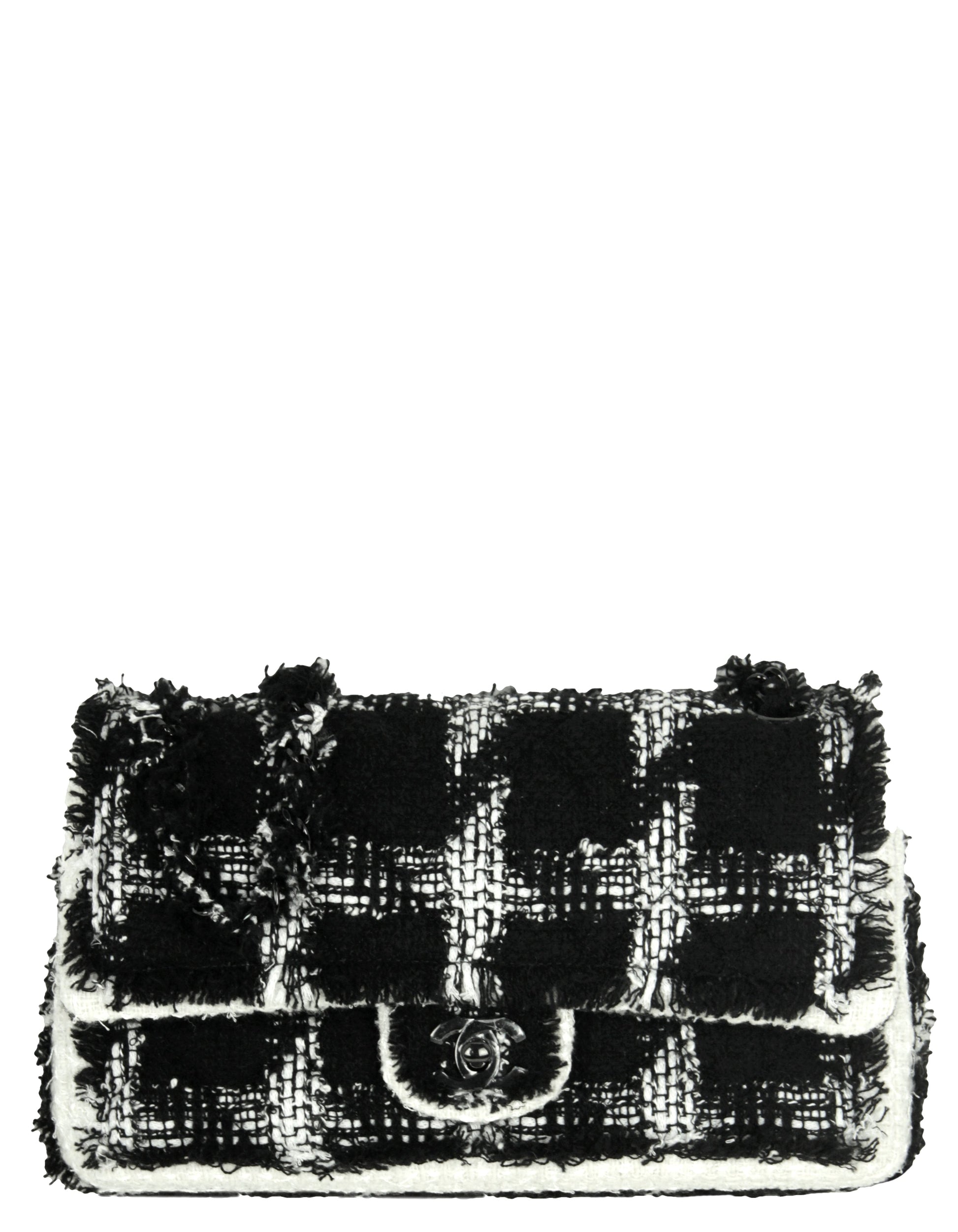 Chanel 2020 Black/white Tweed Medium Classic Double Flap Women Shoes