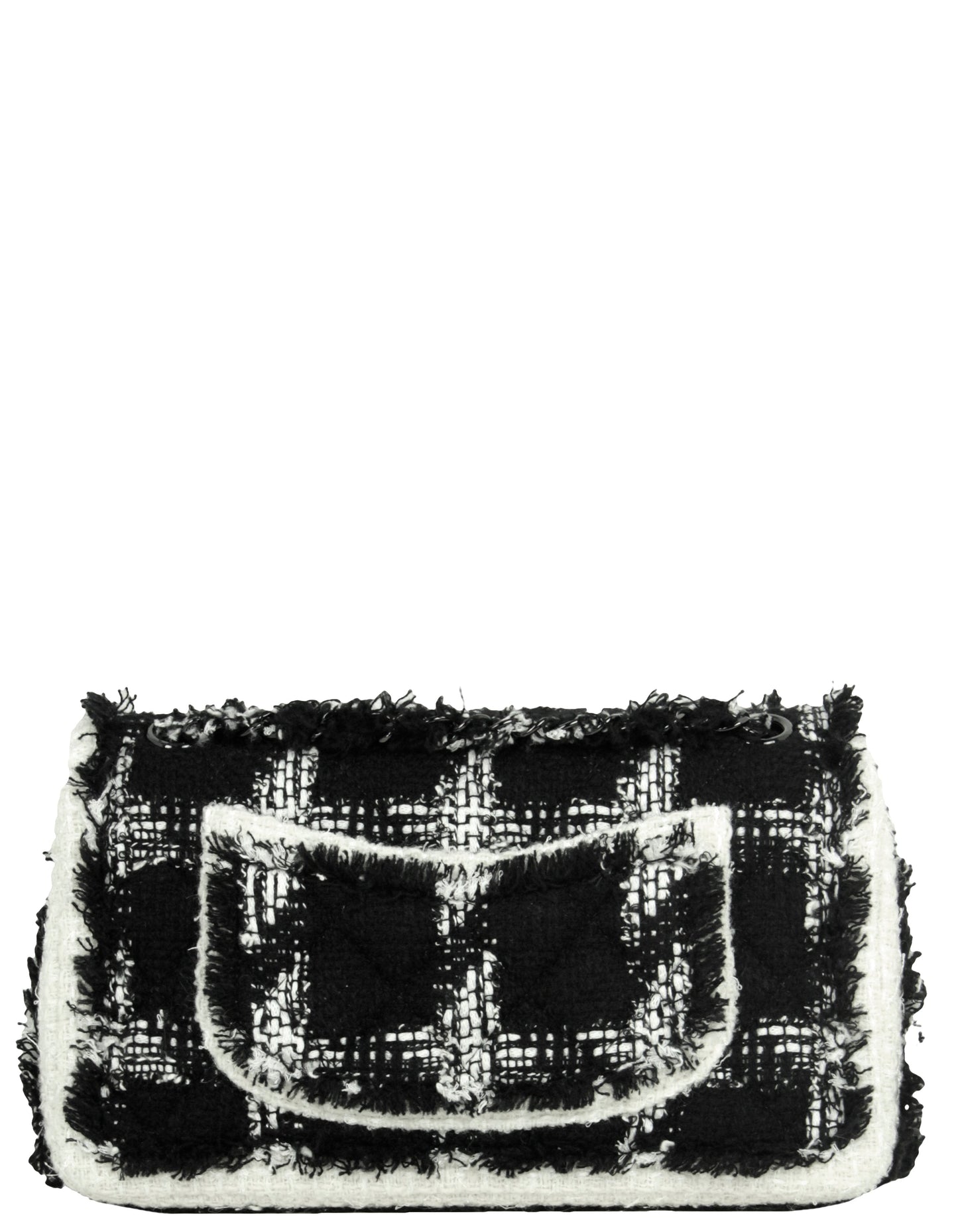 Chanel 2020 Black/white Tweed Medium Classic Double Flap Women Shoes