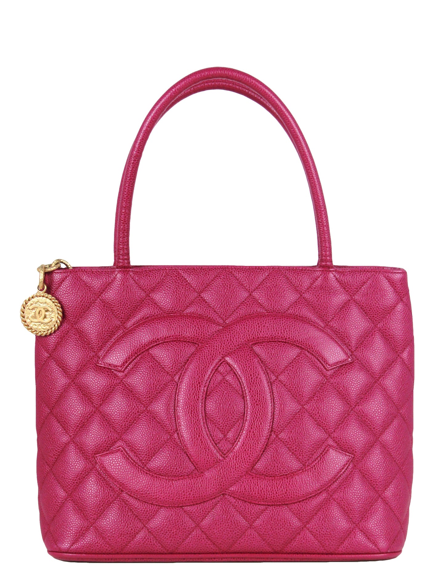 Chanel Dark Pink Caviar Leather CC Medallion Women Shoes