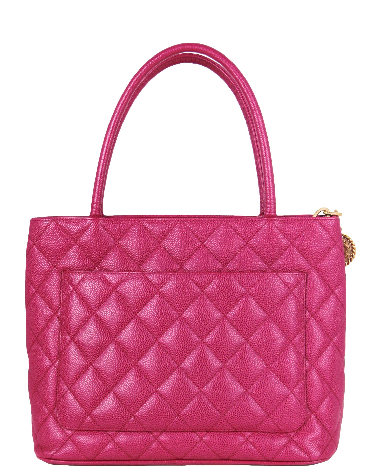 Chanel Dark Pink Caviar Leather CC Medallion Women Shoes