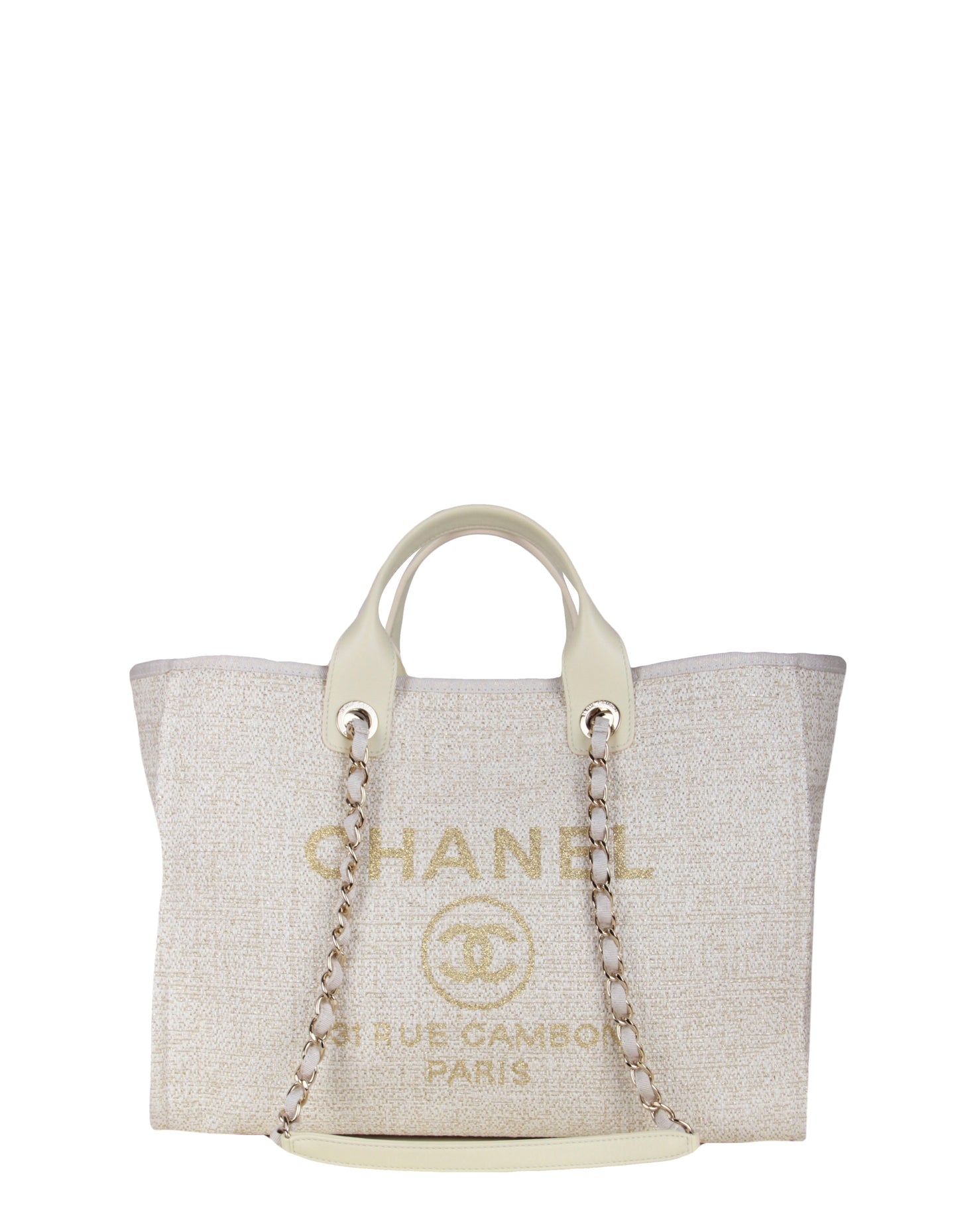 Chanel Ivory/ Gold Large Deauville Shopping Women Shoes