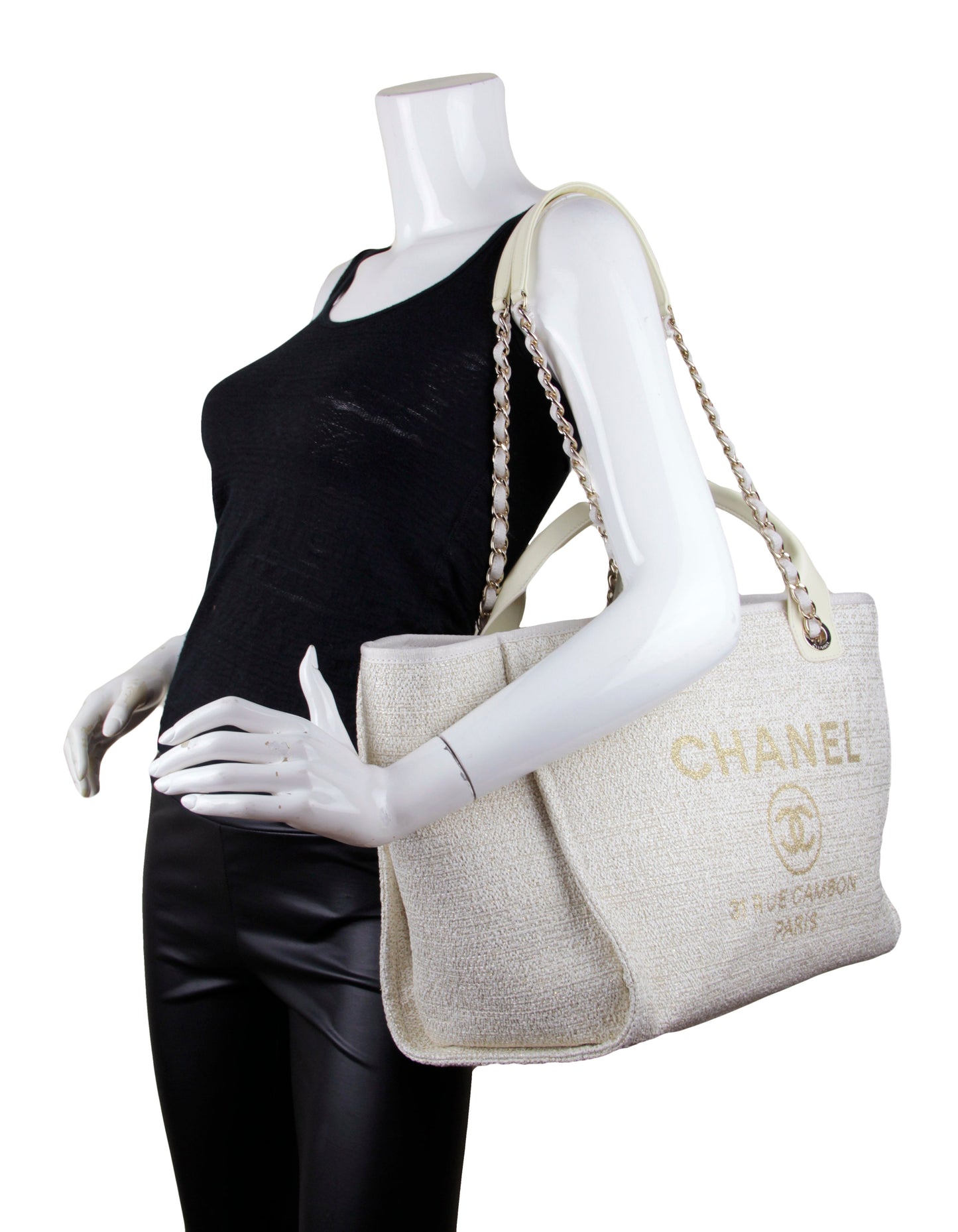 Chanel Ivory/ Gold Large Deauville Shopping Women Shoes