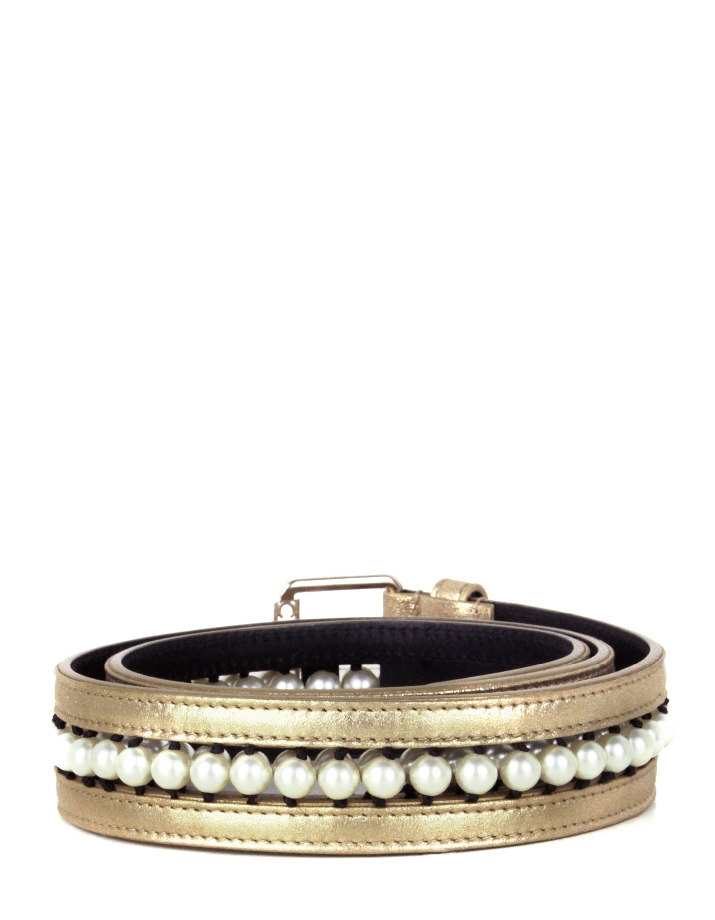 Chanel Nwt Gold Leather & Grosgrain Pearl Belt Sz 90 Bag
