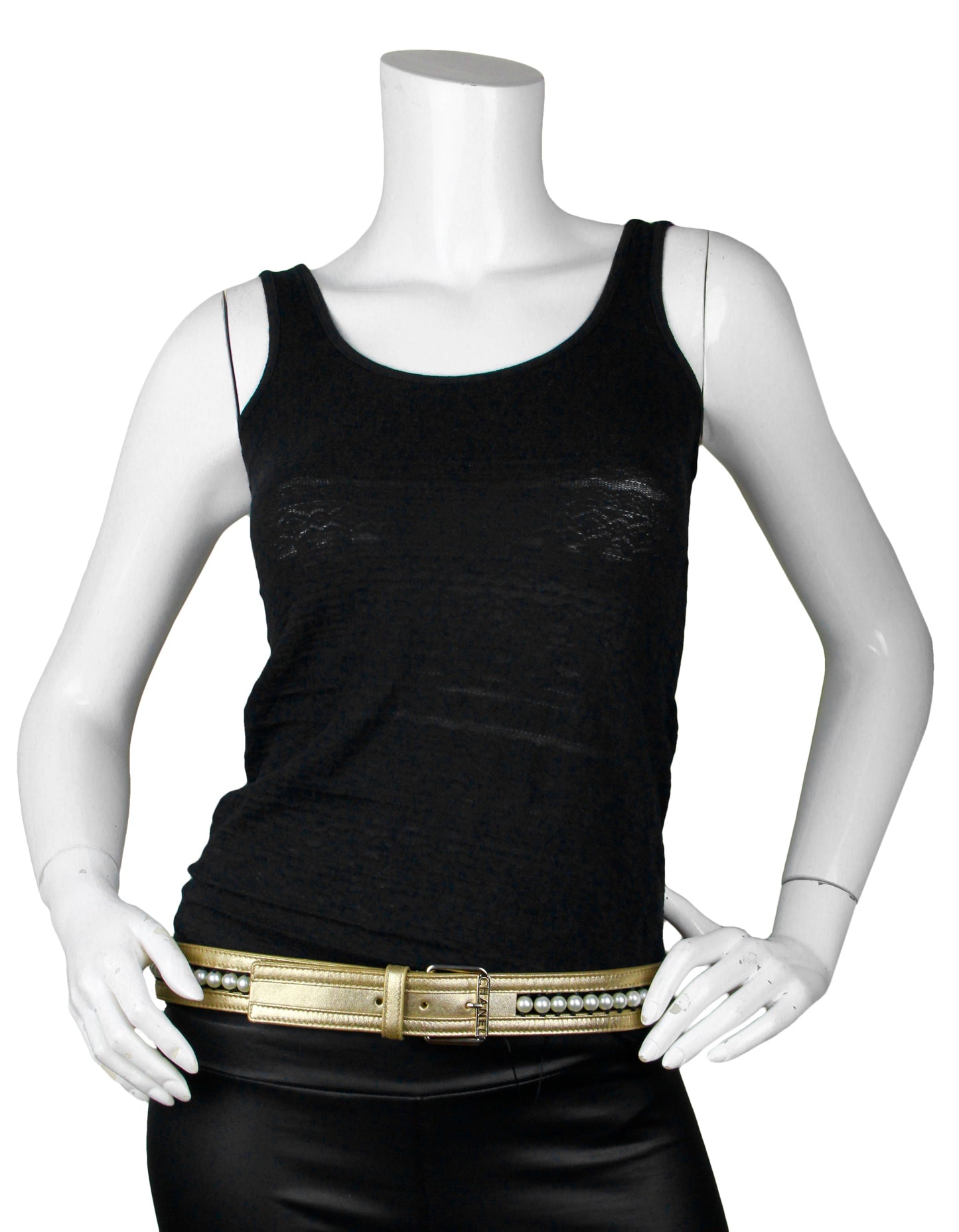 Chanel Nwt Gold Leather & Grosgrain Pearl Belt Sz 90 Bag