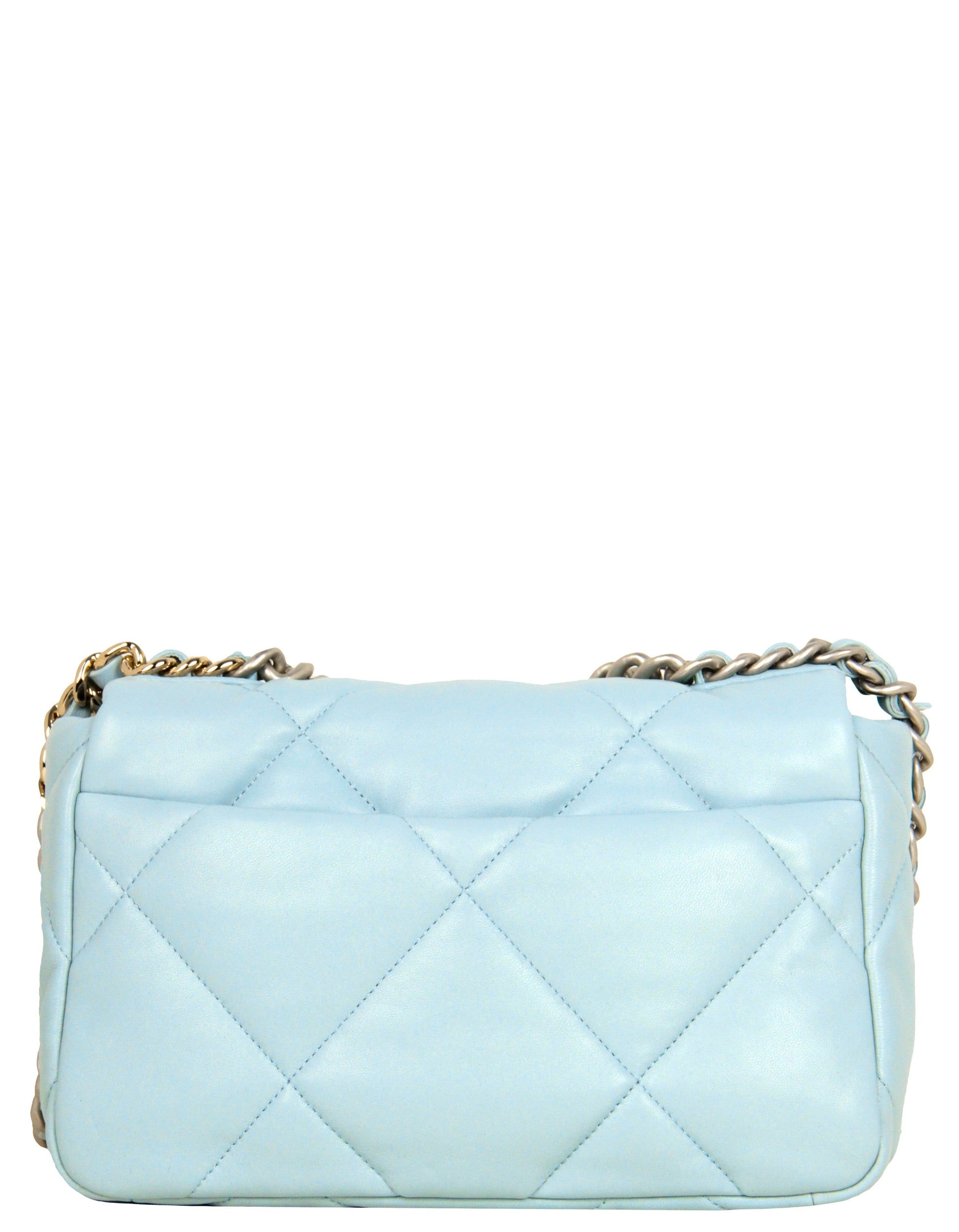 Chanel Nwt 2022 Light Blue Lambskin Quilted Medium 19 Bag