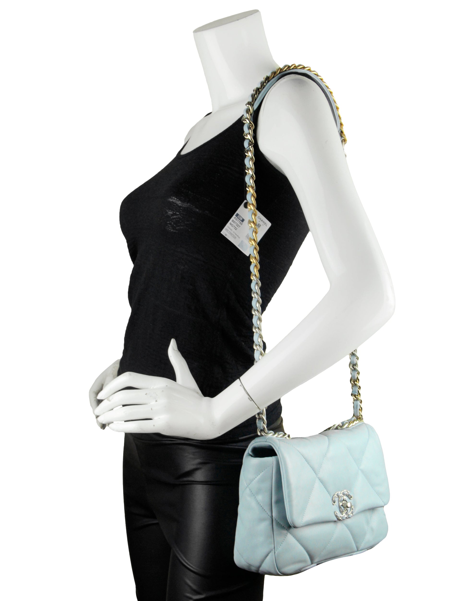 Chanel Nwt Light Blue Lambskin Quilted Medium 19 Bag