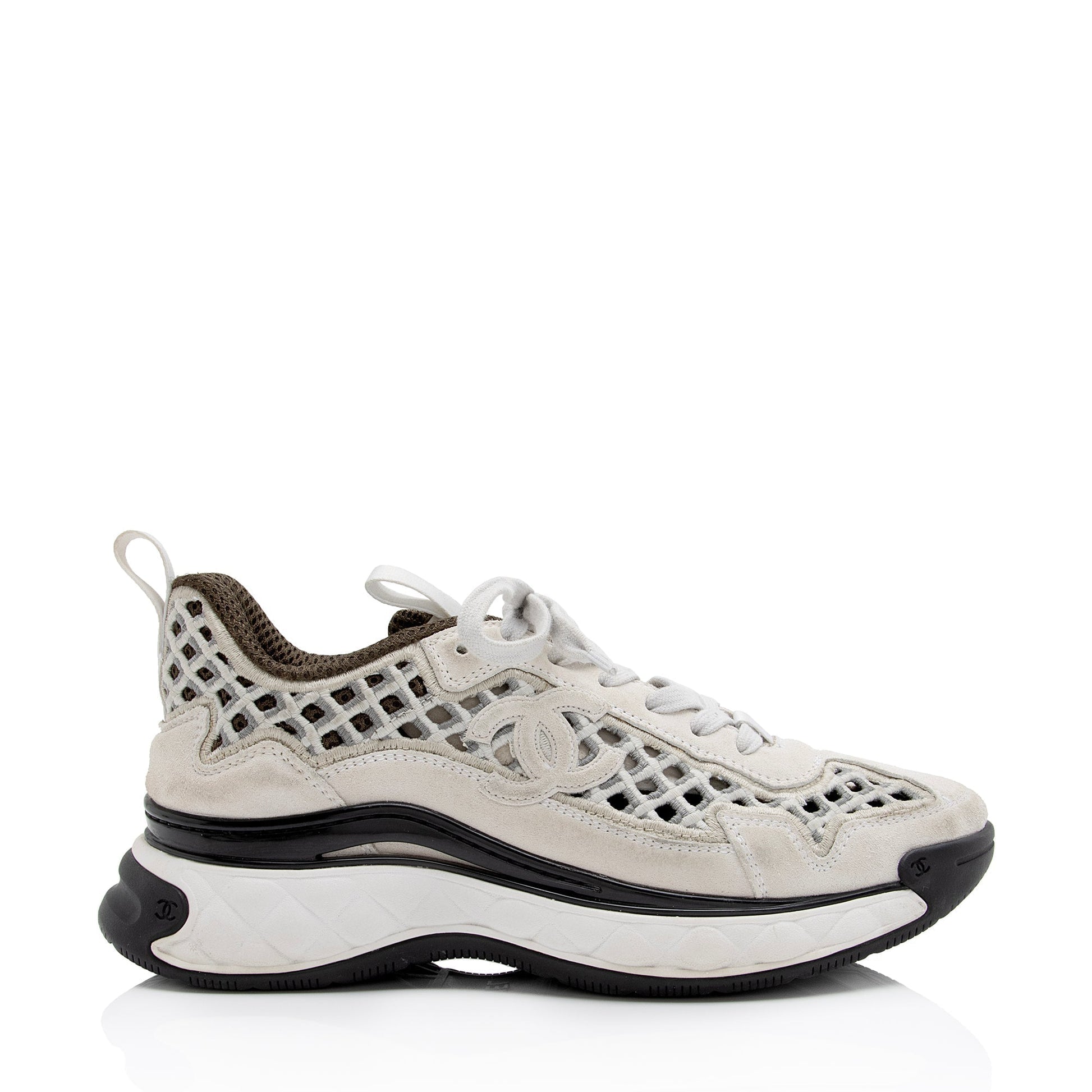 Chanel Suede Calfskin Embroidered CC Sneakers Size 8 / 38 (shf ) for Women