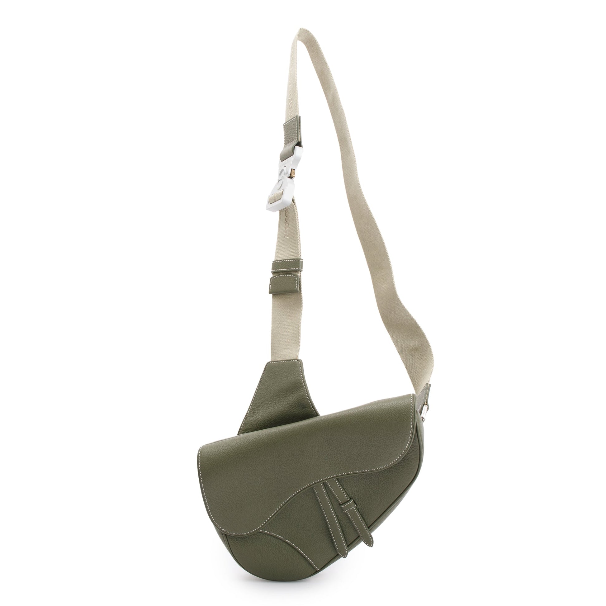 Dior Christian Saddle Bag Leather Green Travel Bag
