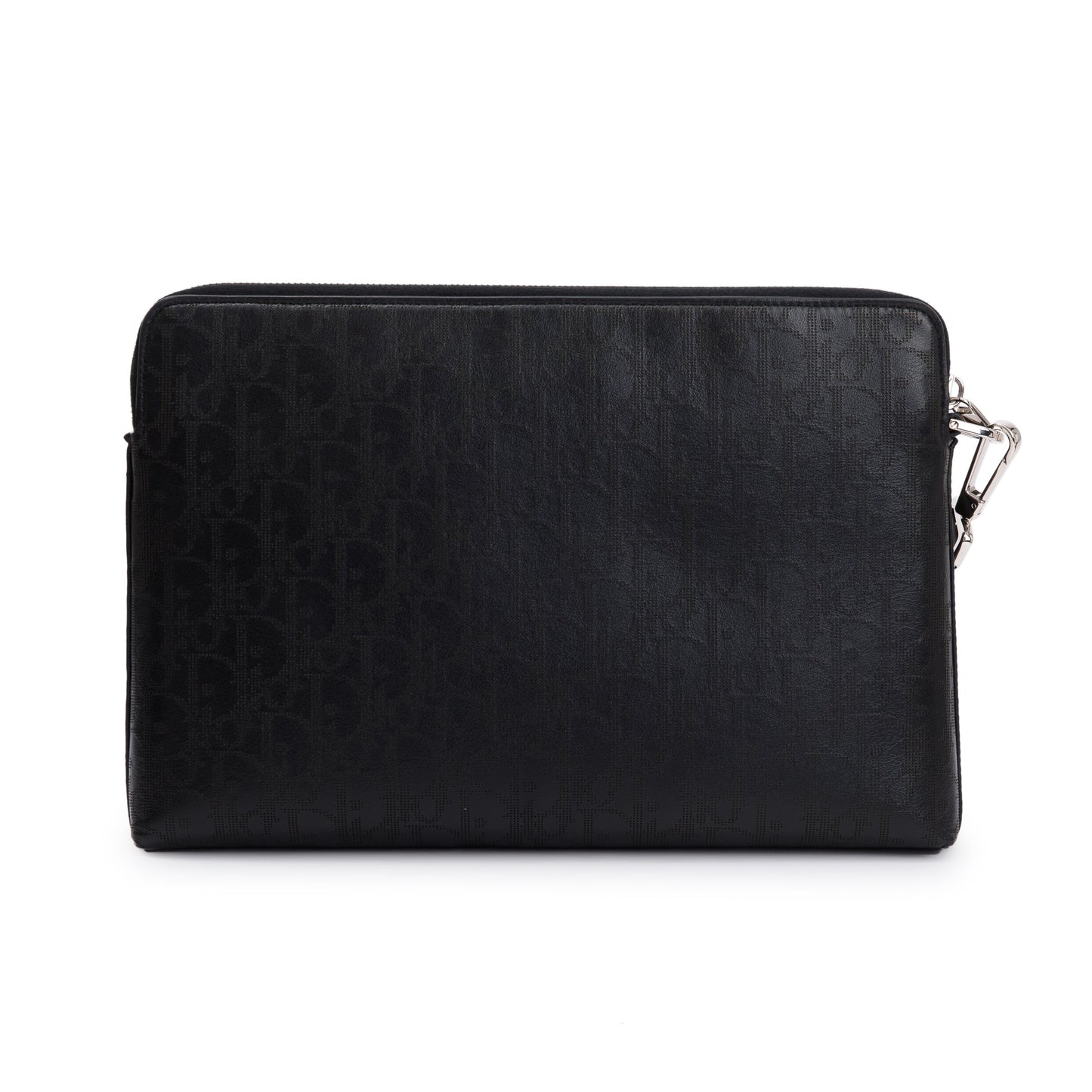 Dior Christian Oblique Galaxy Pouch Handbag Leather Black Travel Bag
