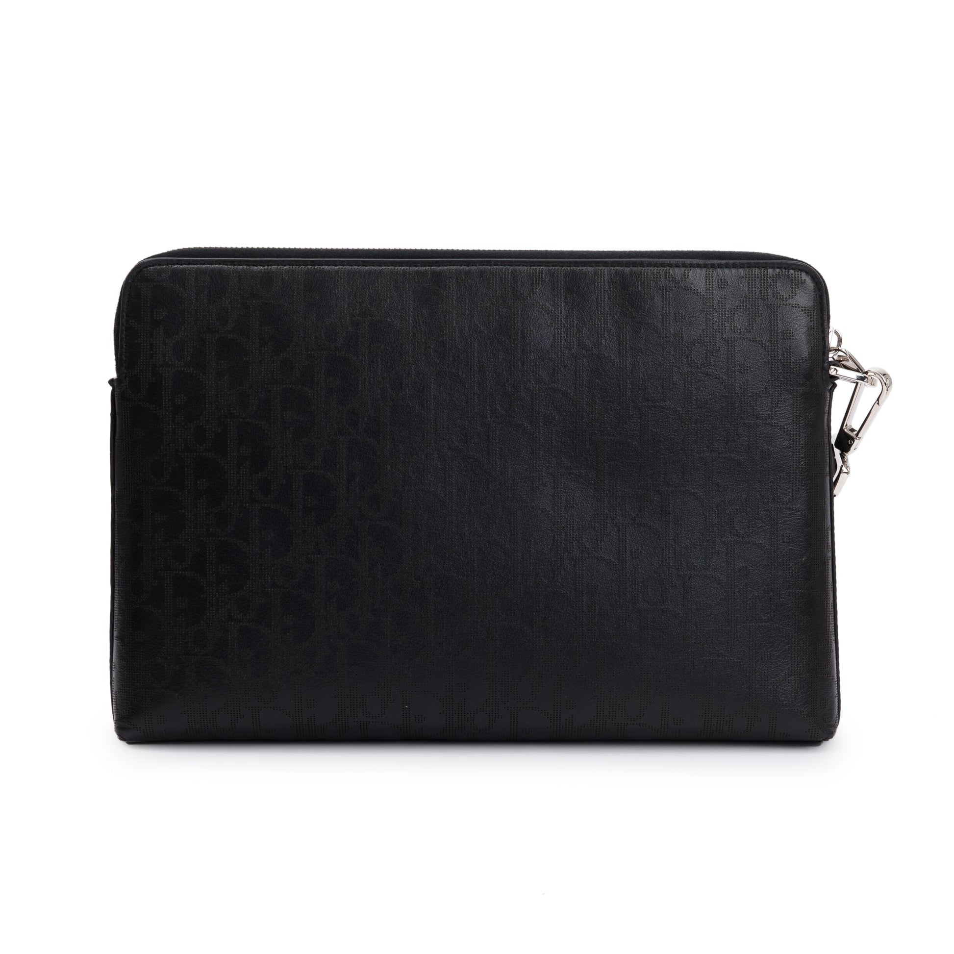 Dior Christian Oblique Galaxy Pouch Handbag Leather Black Travel Bag