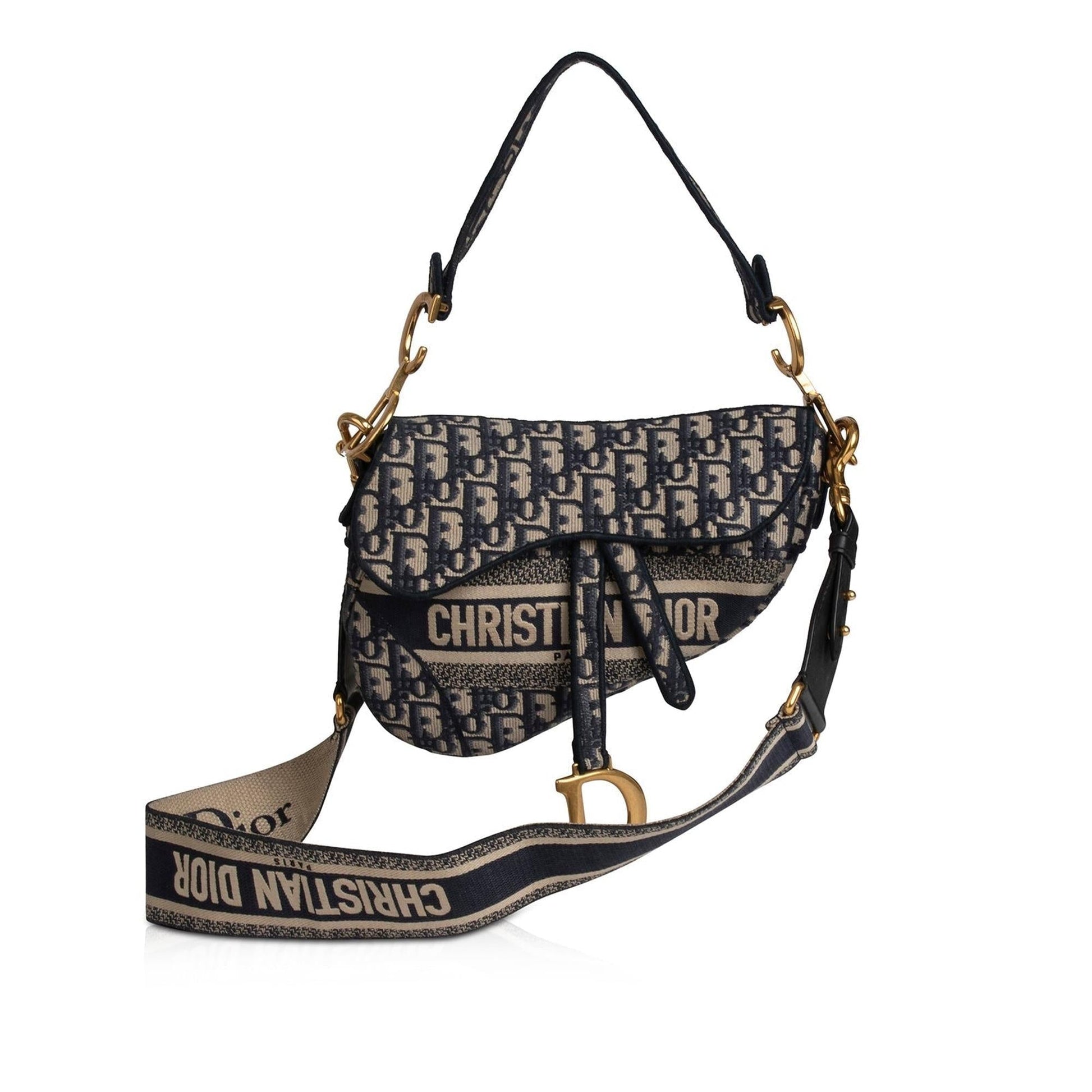 Dior Christian Embroidery Oblique Saddle Bag Travel Bag