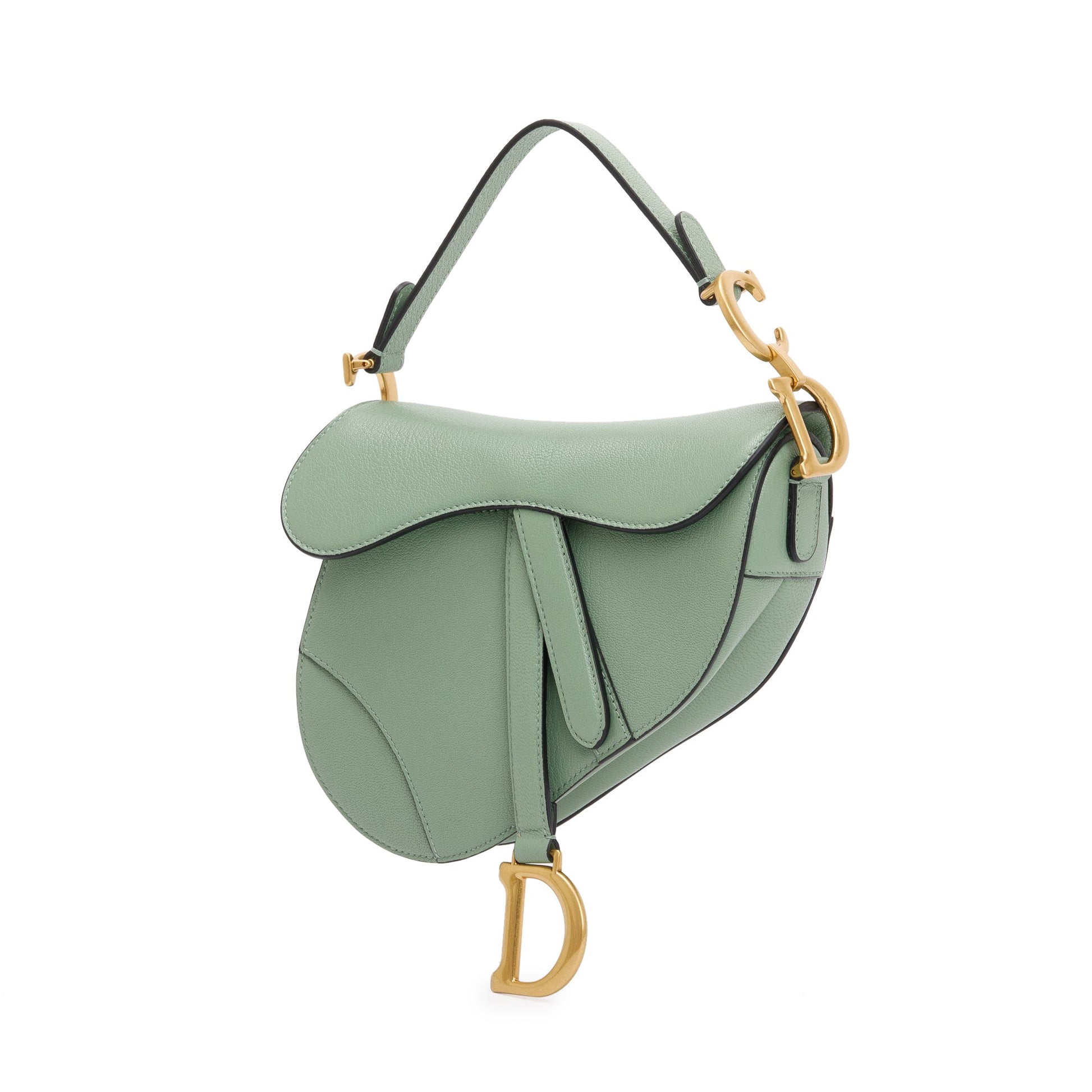 Dior Christian Calfskin Saddle Bag Leather Green Travel Bag