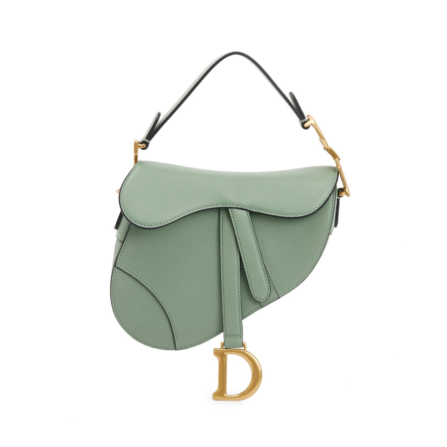 Dior Christian Calfskin Saddle Bag Leather Green Travel Bag