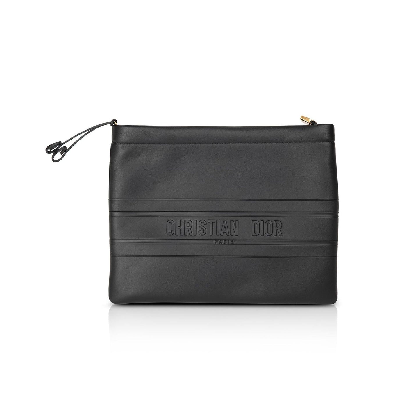 Dior Christian Zip Clutch Handbag Leather Logo Clutch Bag