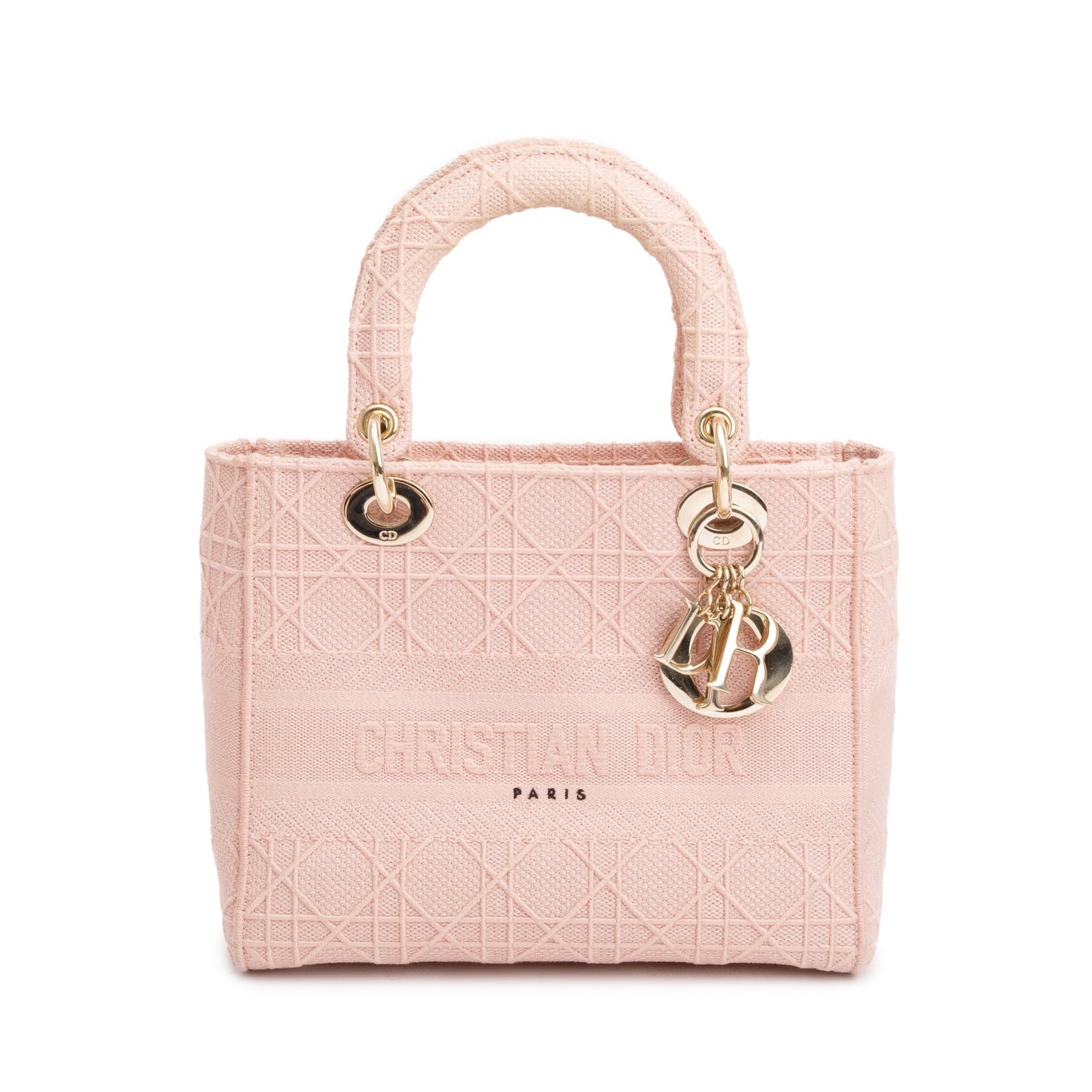 Dior Christian Cannage Lady D Lite Bag Pink Medium Travel Bag