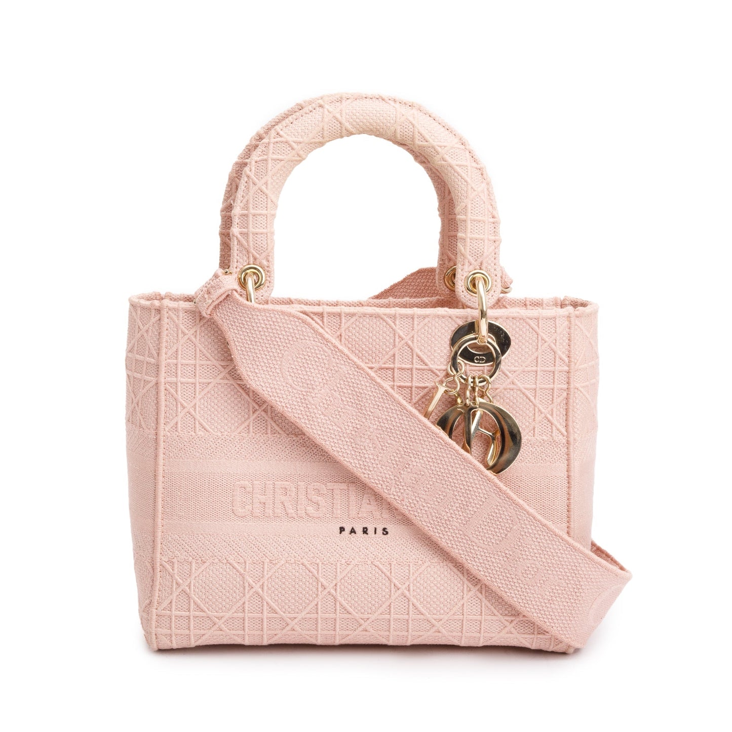 Dior Christian Cannage Lady D Lite Bag Pink Medium Travel Bag
