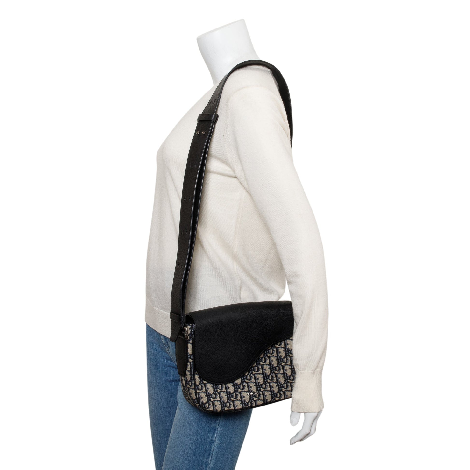 Dior Christian Oblique Saddle Messenger Bag Black Mini Travel Bag