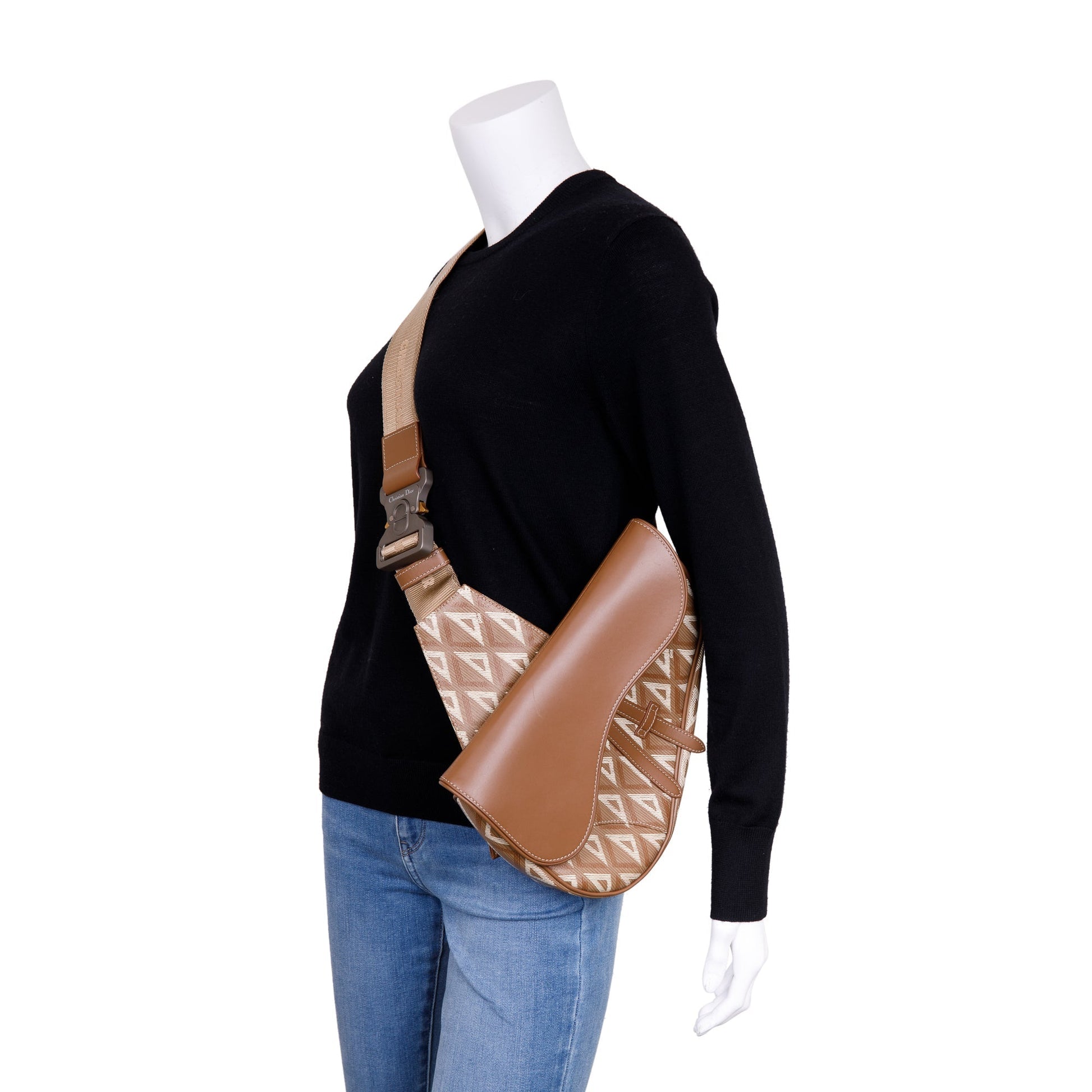 Dior Christian Cd Diamond Coated Saddle Bag Canvas Travel Bag