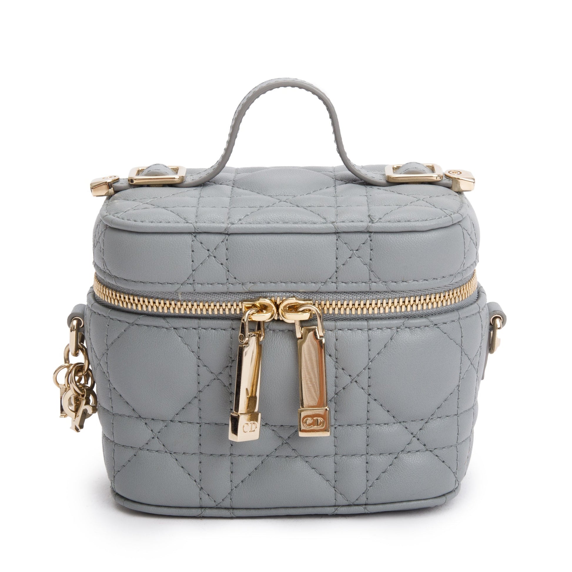 Dior Christian Grey Cannage Micro Lady Vanity Case Leather Travel Bag