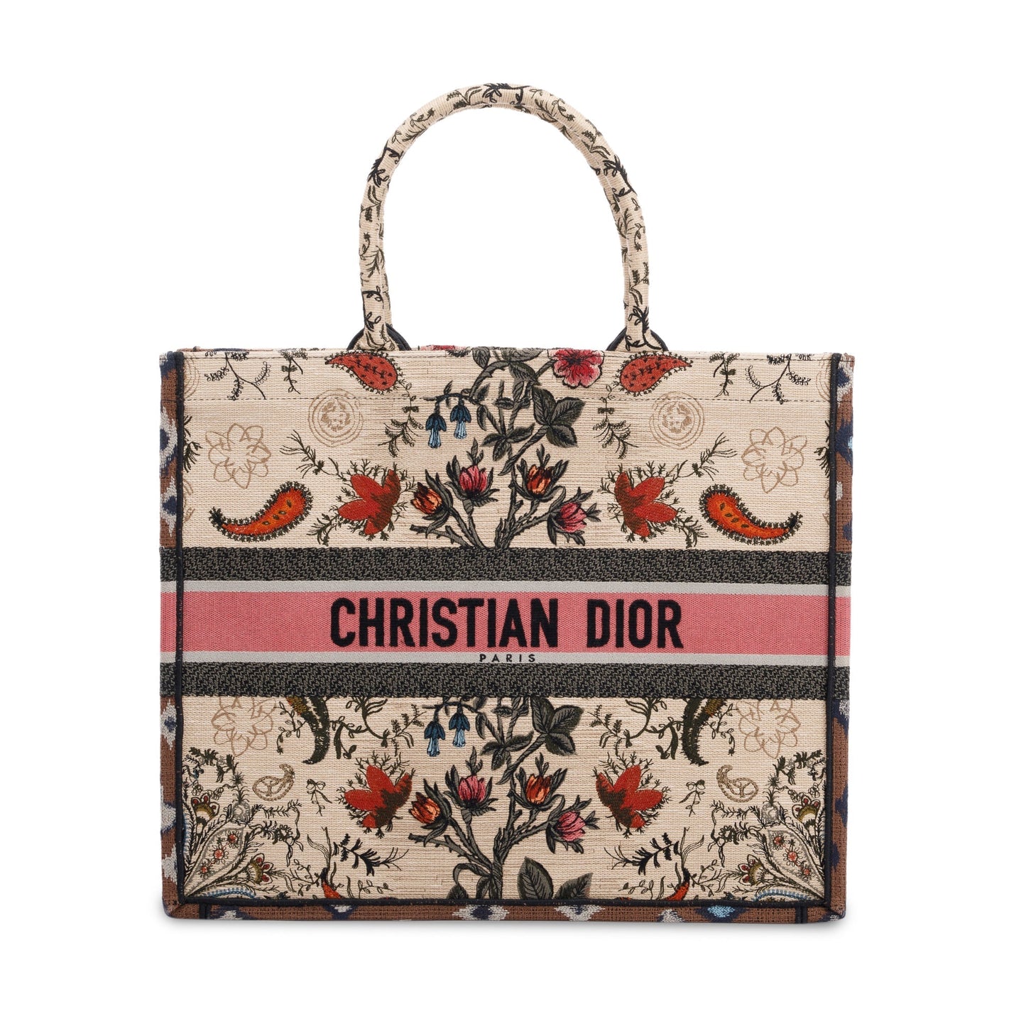 Dior Christian Broderie Flowers Book Tote Handbag Large Tote Bag