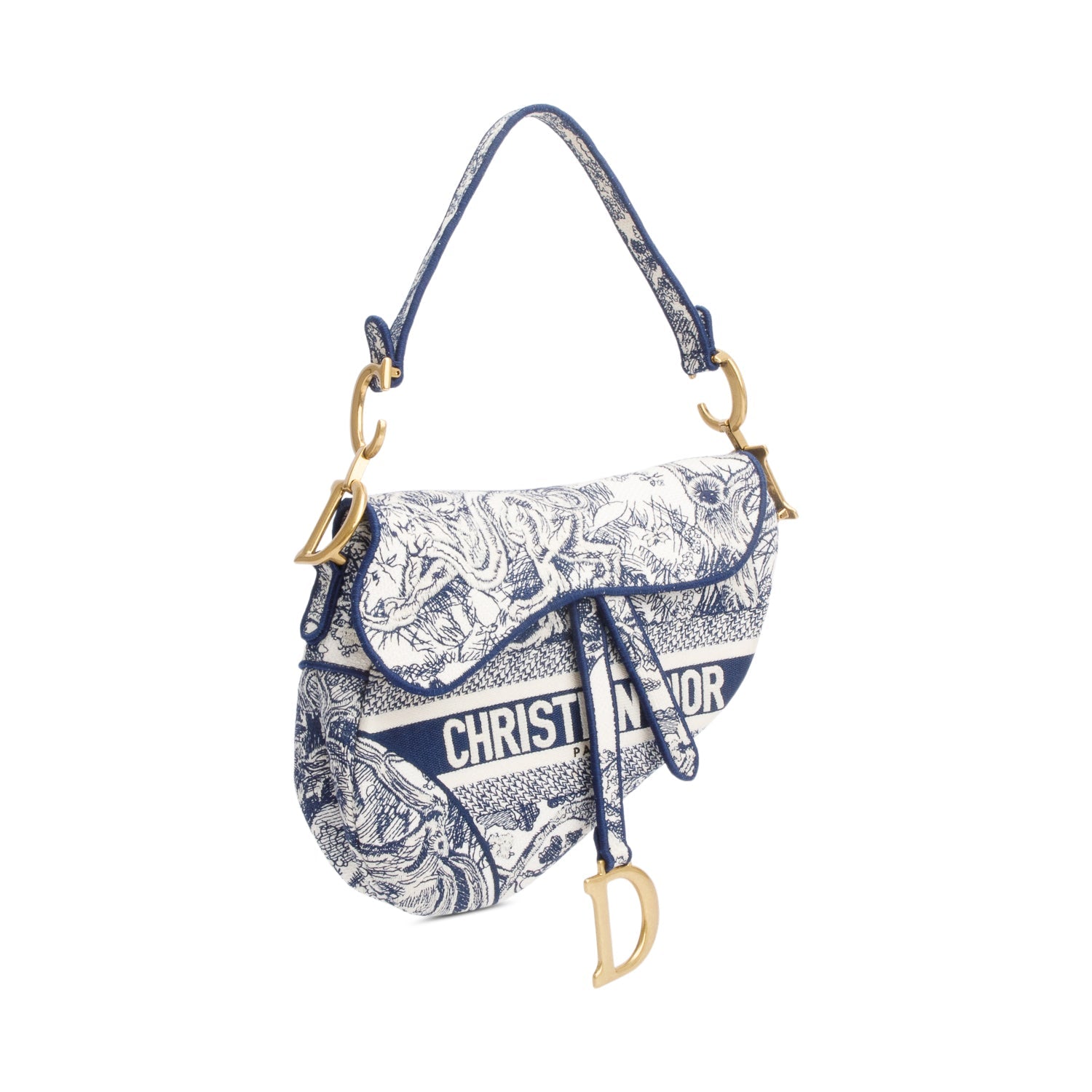 Dior Christian Toile De Jouy Saddle Bag Medium Travel Bag