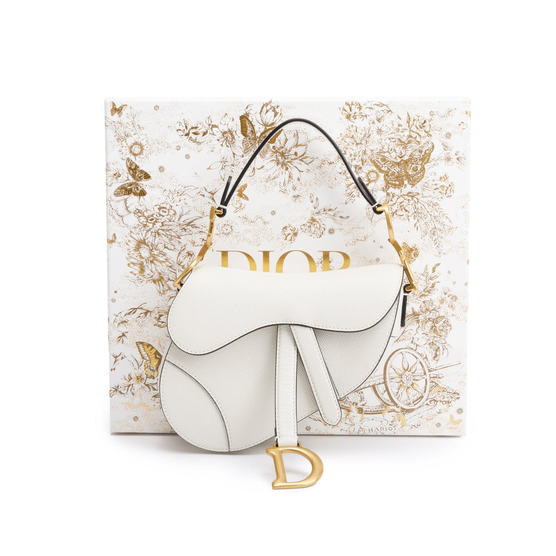 Dior Christian Calfskin Saddle Bag Leather White Travel Bag