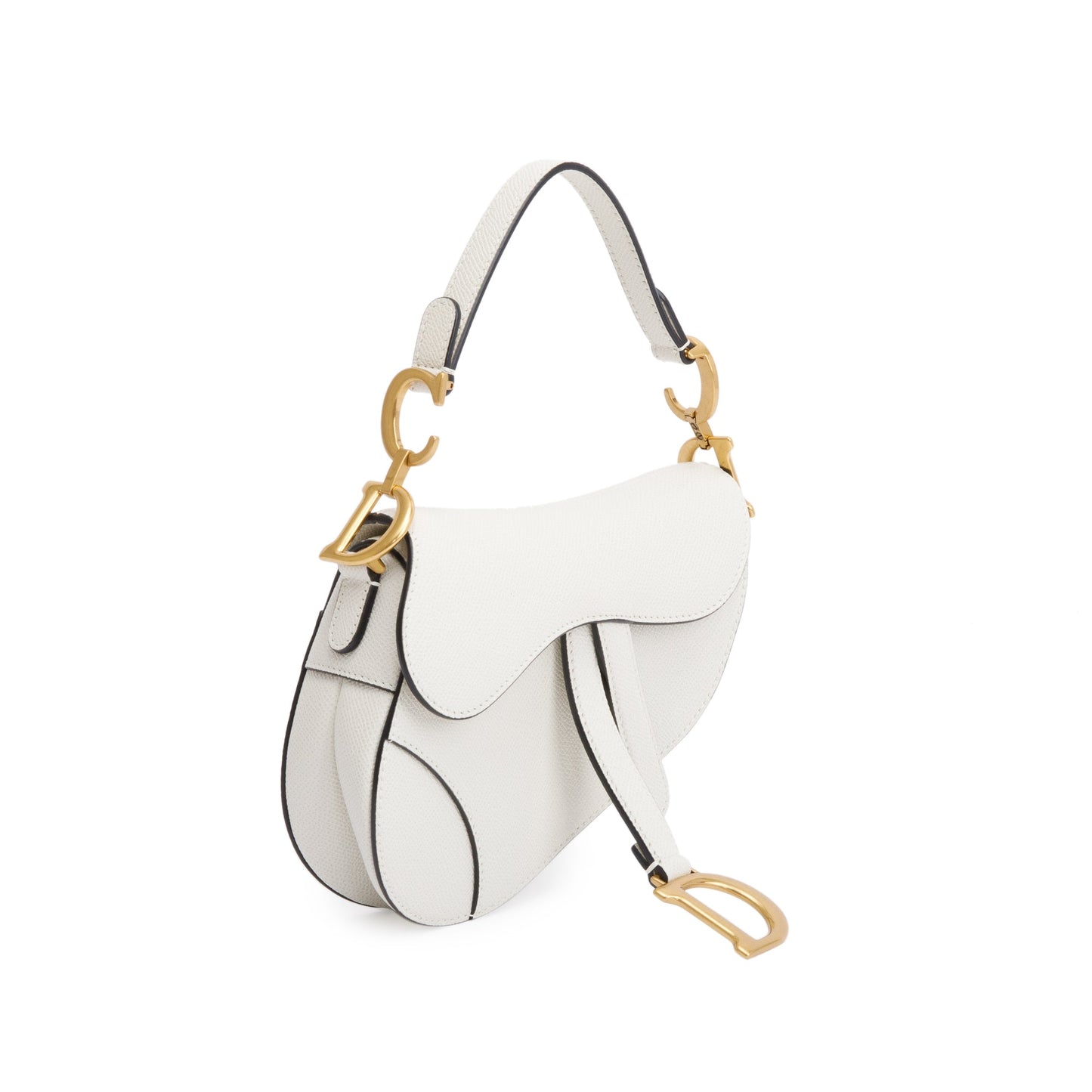 Dior Christian Calfskin Saddle Bag Leather White Travel Bag