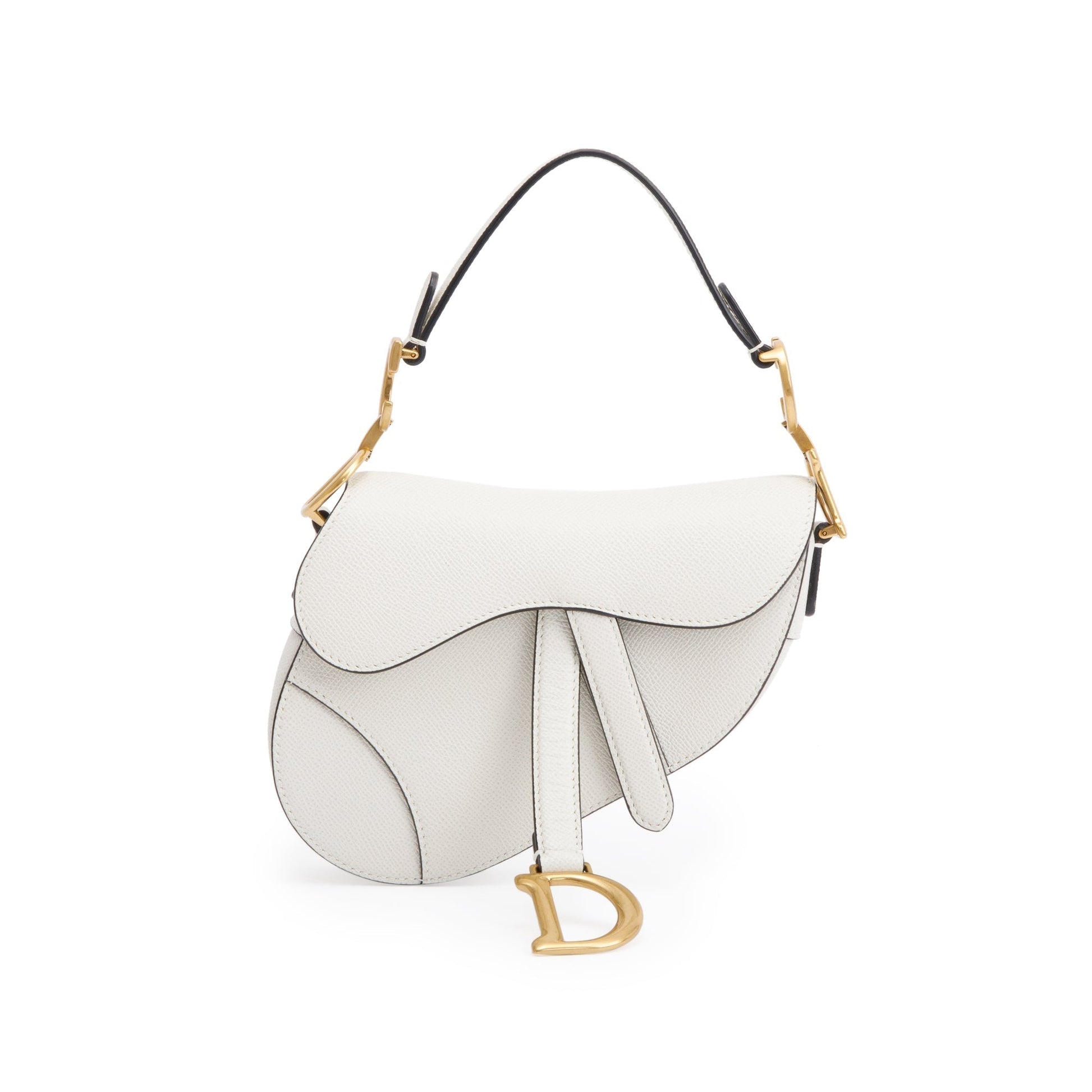 Dior Christian Calfskin Saddle Bag Leather White Travel Bag