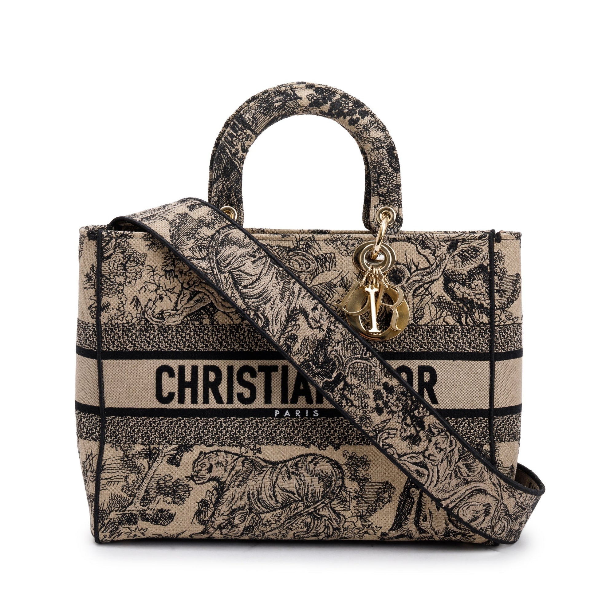 Dior Christian & Toile De Jouy Soleil Embroidery Black Beige Travel Bag